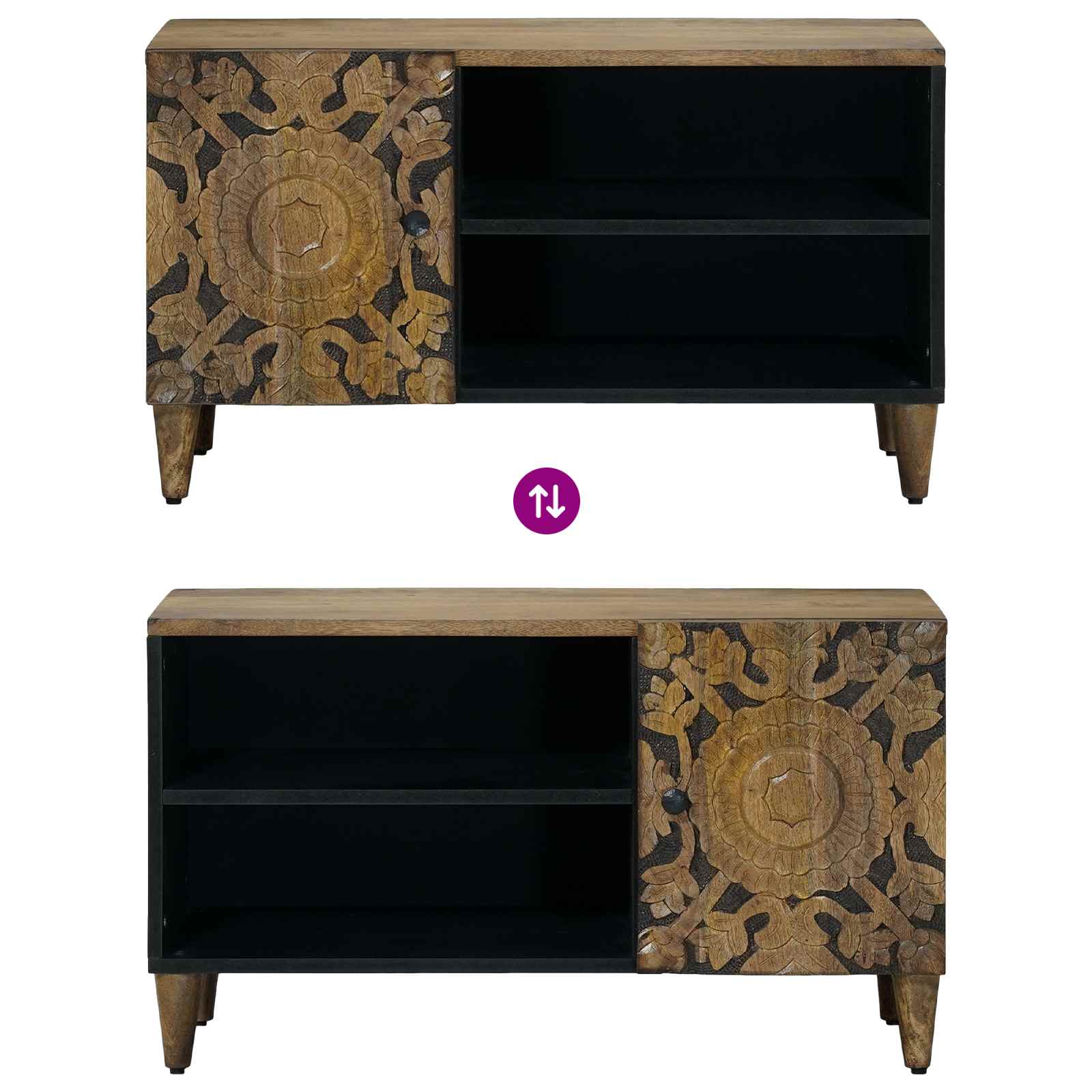 TV-kast met plank Bruin 80 x 31,5 x 46 cm Massief Mango Hout image 10