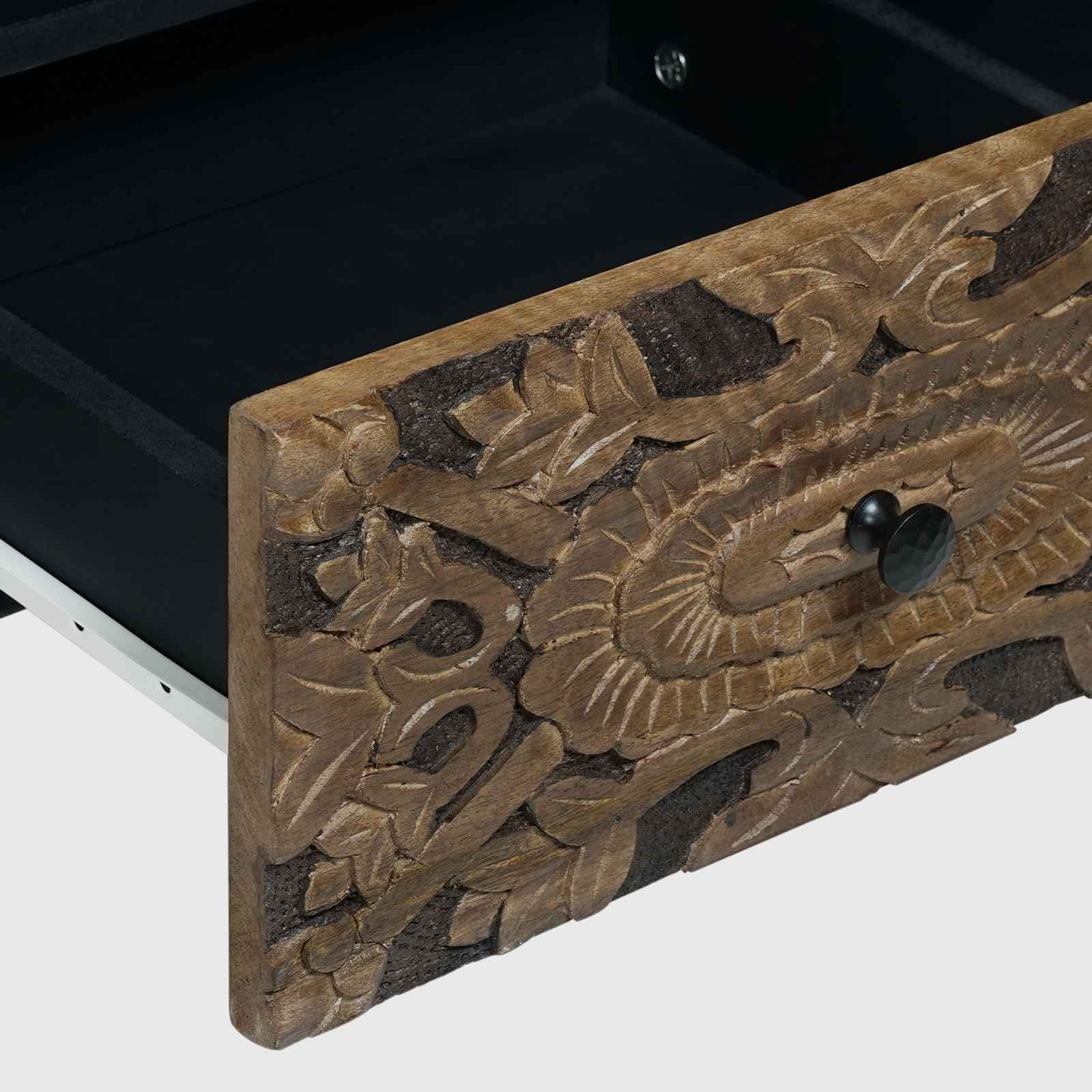 TV-kast met lade Bruin 100 x 33,5 x 46 cm Massief Mango Hout image 7