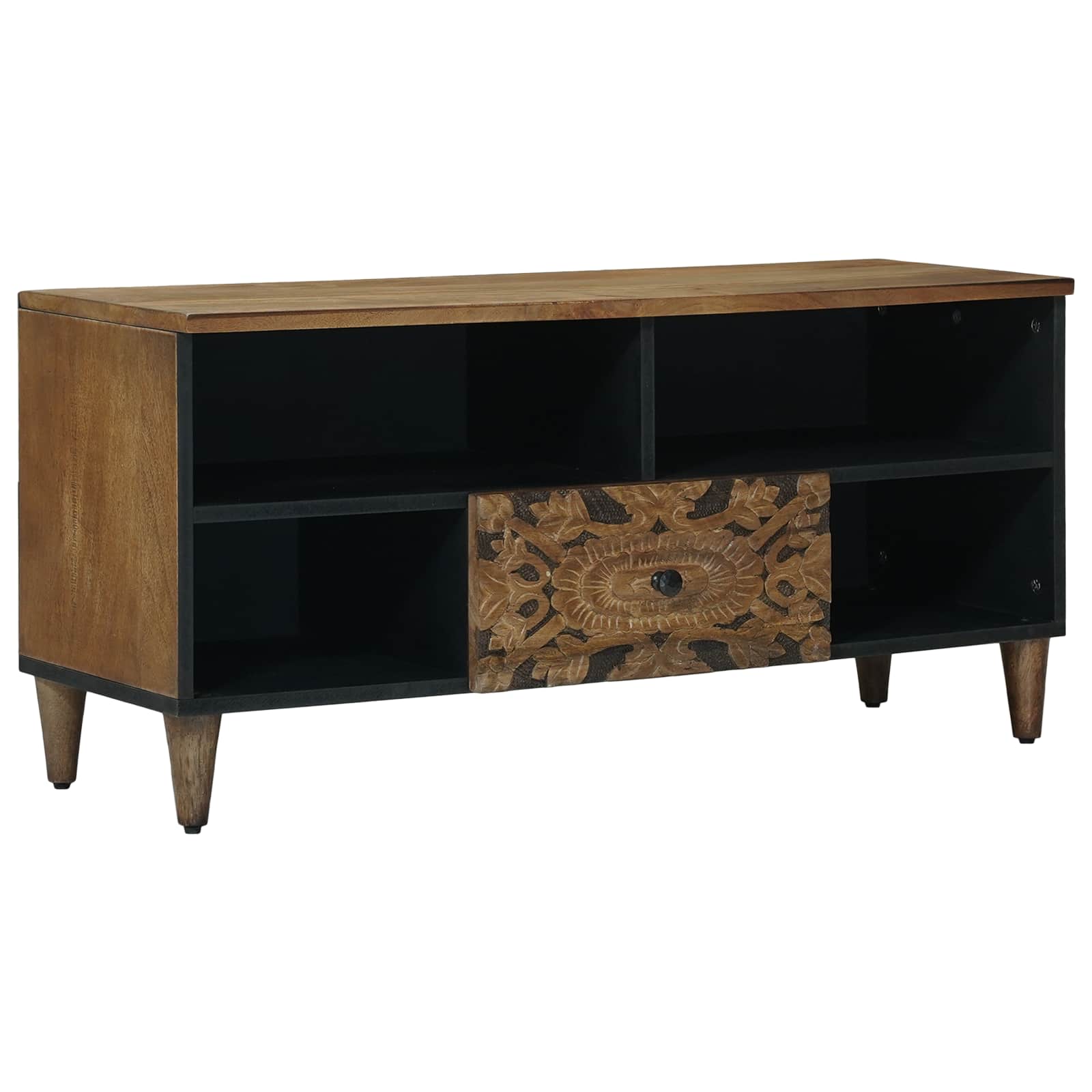 TV-kast met lade Bruin 100 x 33,5 x 46 cm Massief Mango Hout image 1