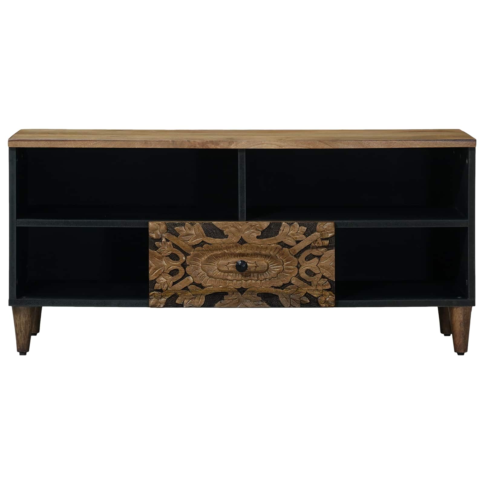TV-kast met lade Bruin 100 x 33,5 x 46 cm Massief Mango Hout image 3