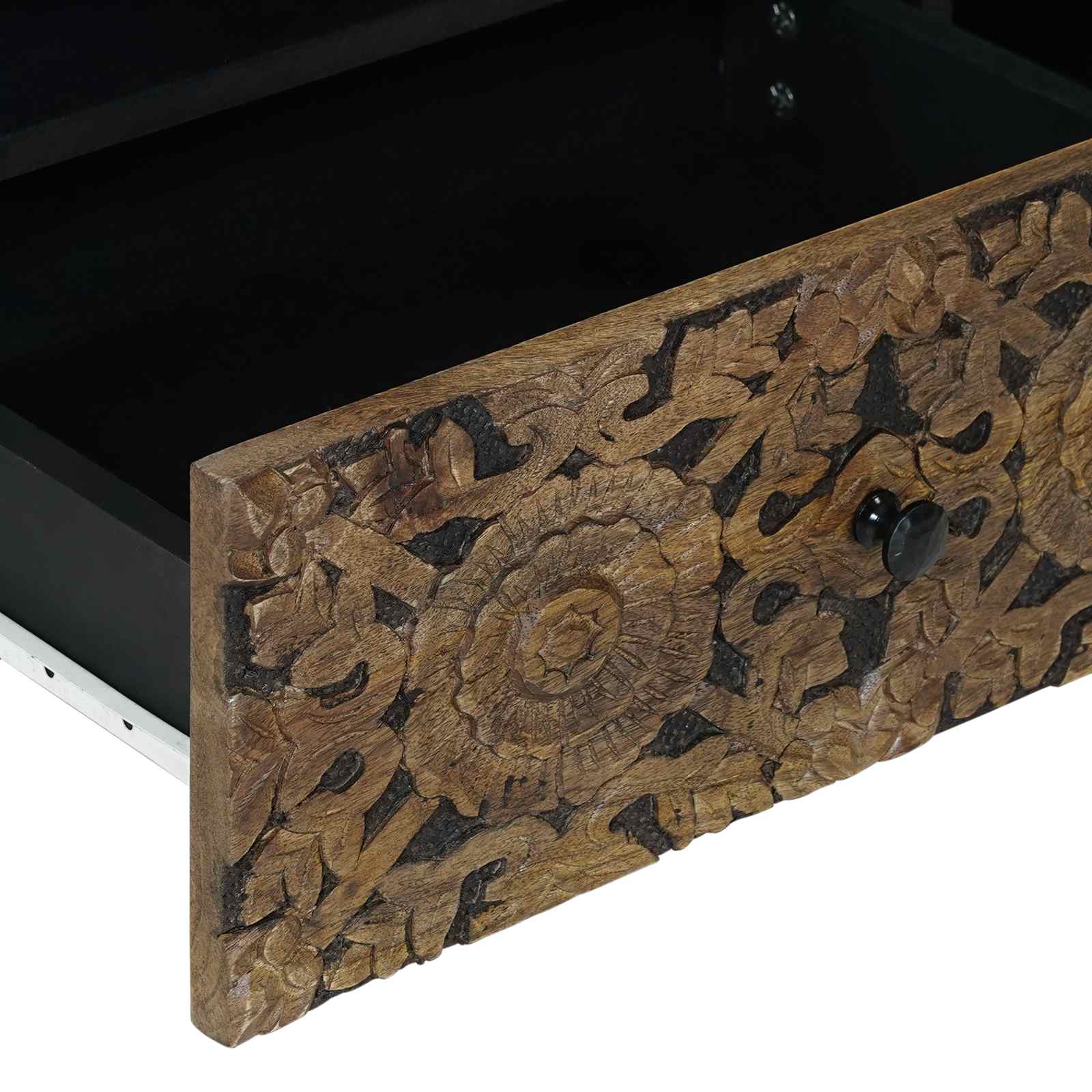 TV-kast met lade Bruin 80 x 33,5 x 46 cm Massief Mango Hout image 7