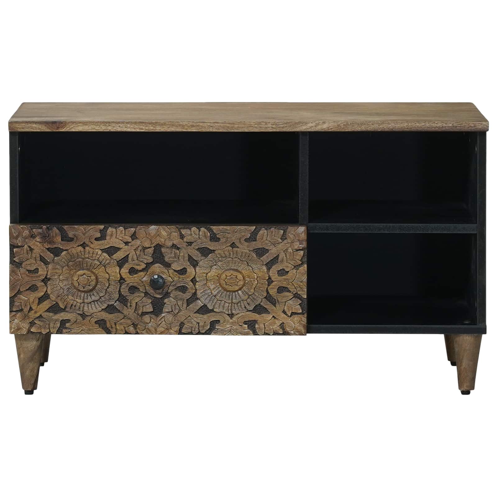 TV-kast met lade Bruin 80 x 33,5 x 46 cm Massief Mango Hout image 3