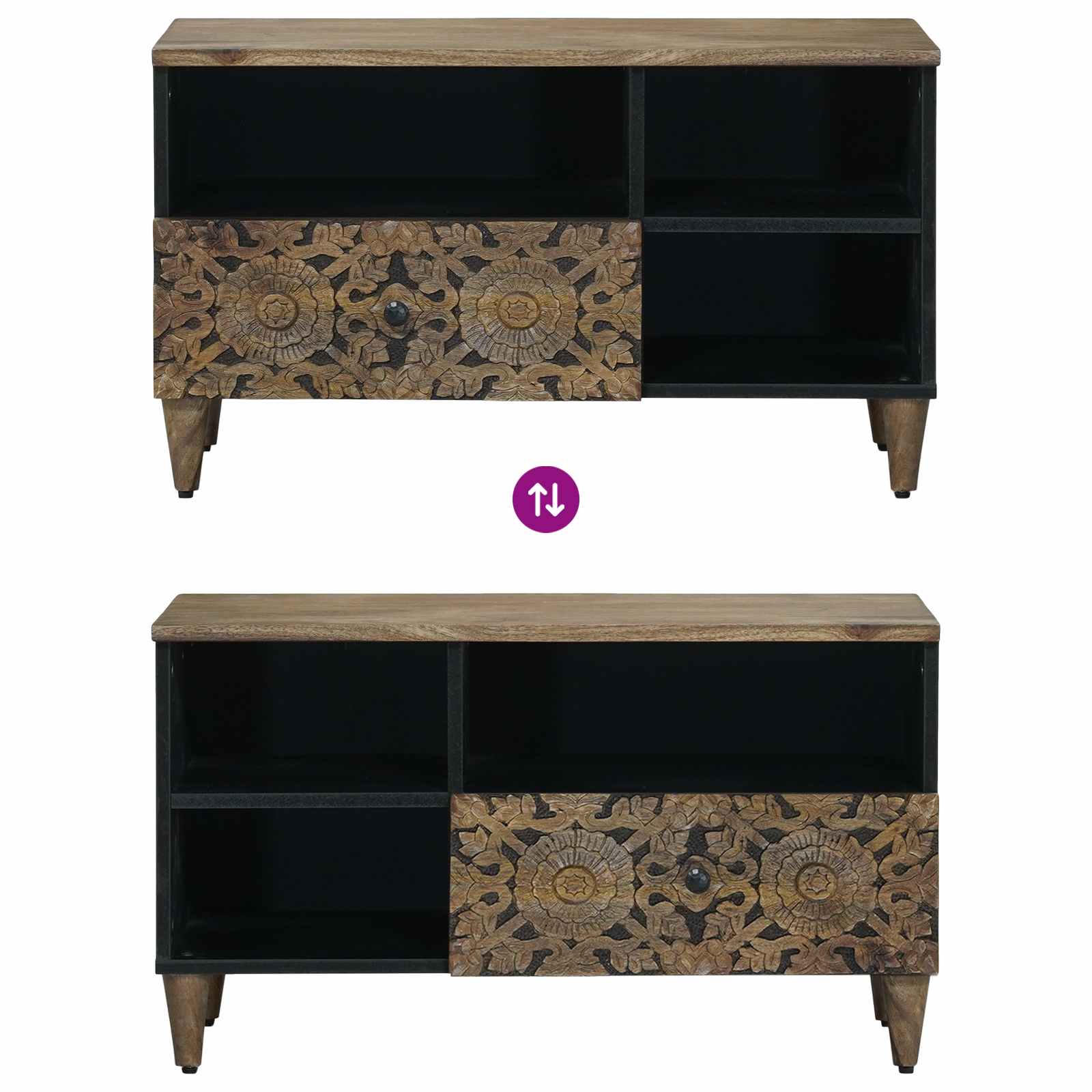 TV-kast met lade Bruin 80 x 33,5 x 46 cm Massief Mango Hout image 10