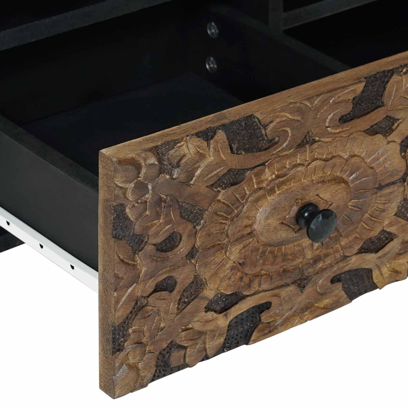 TV-kast met lade Bruin 100 x 33,5 x 46 cm Massief Mango Hout image 7