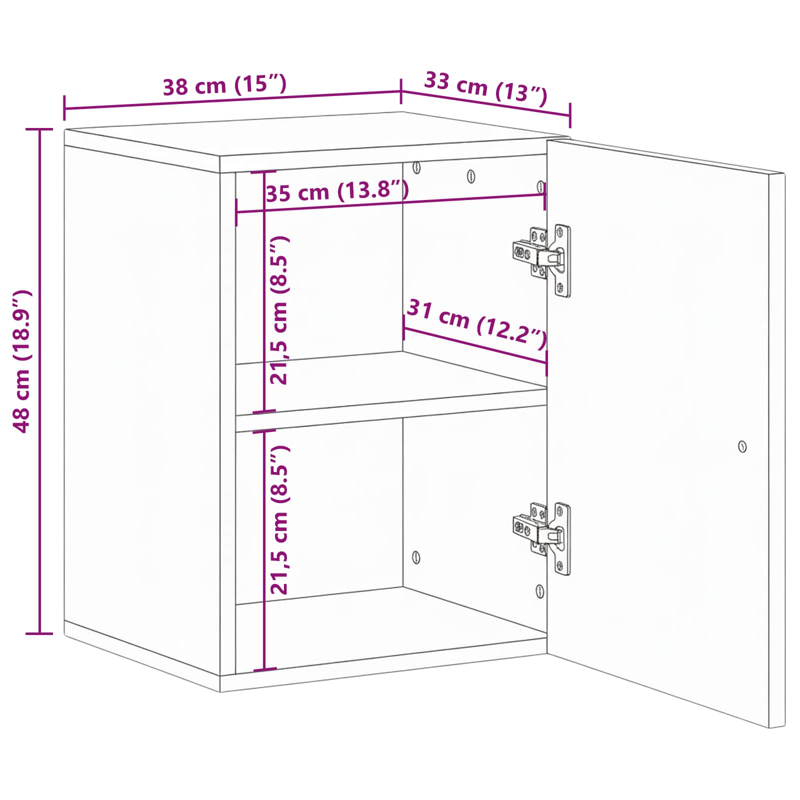 Badkamer Hangkast Bruin 38 x 33,5 x 48 cm Massief Mango Hout image 11