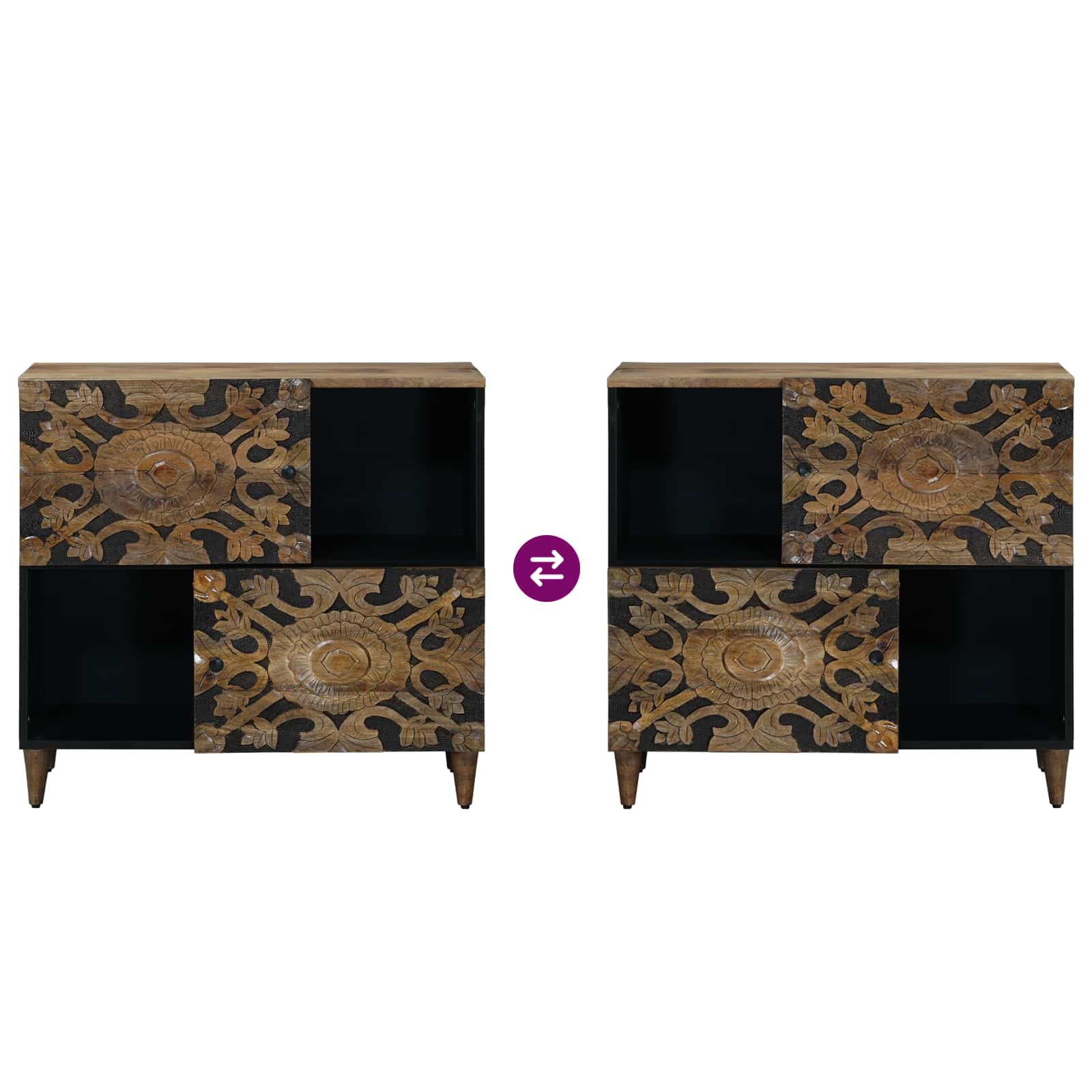 Dressoir met opslag Bruin 80 x 33,5 x 75 cm Massief Mango Hout image 10