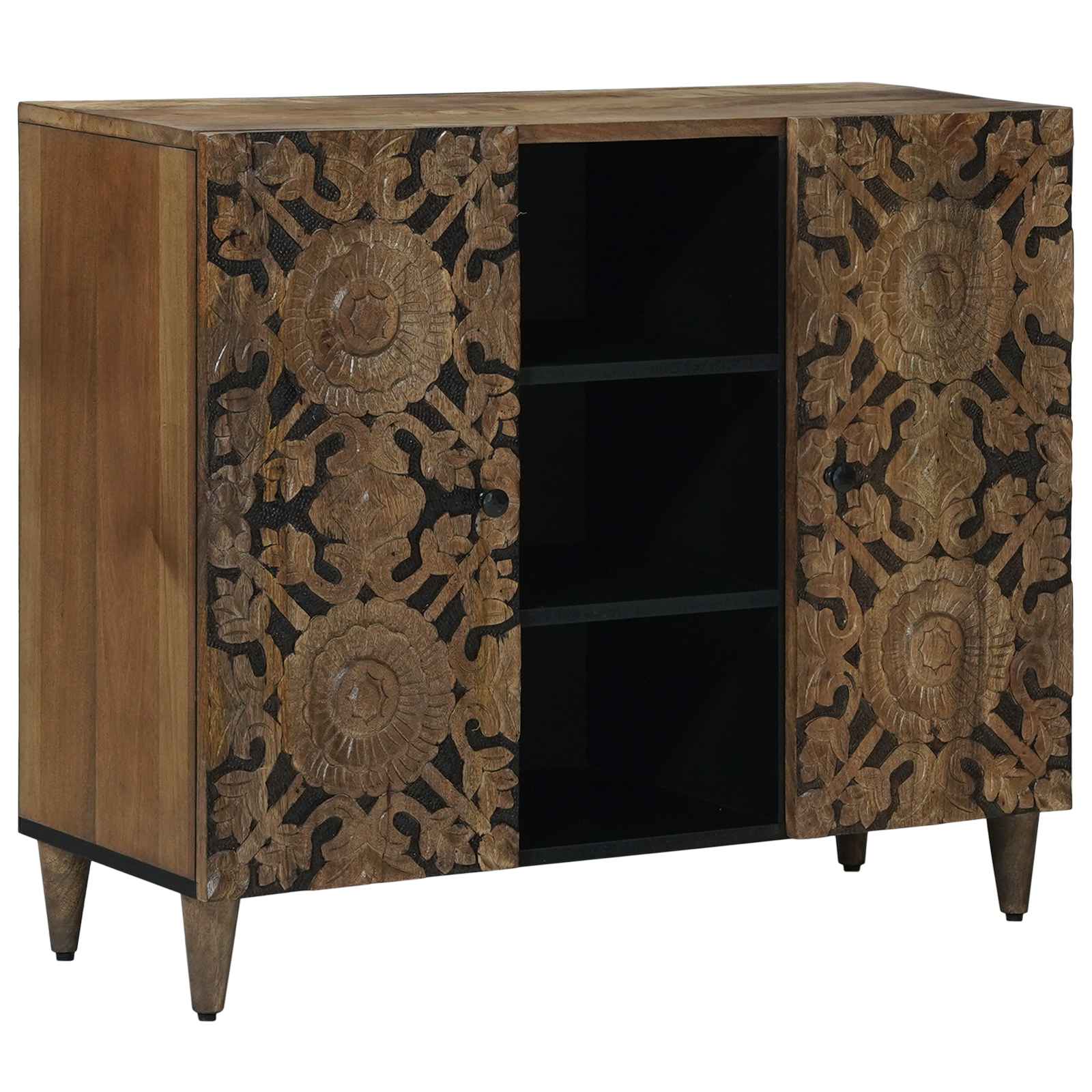 Dressoir met plank Bruin 90 x 33,5 x 75 cm Massief Mango Hout image 1