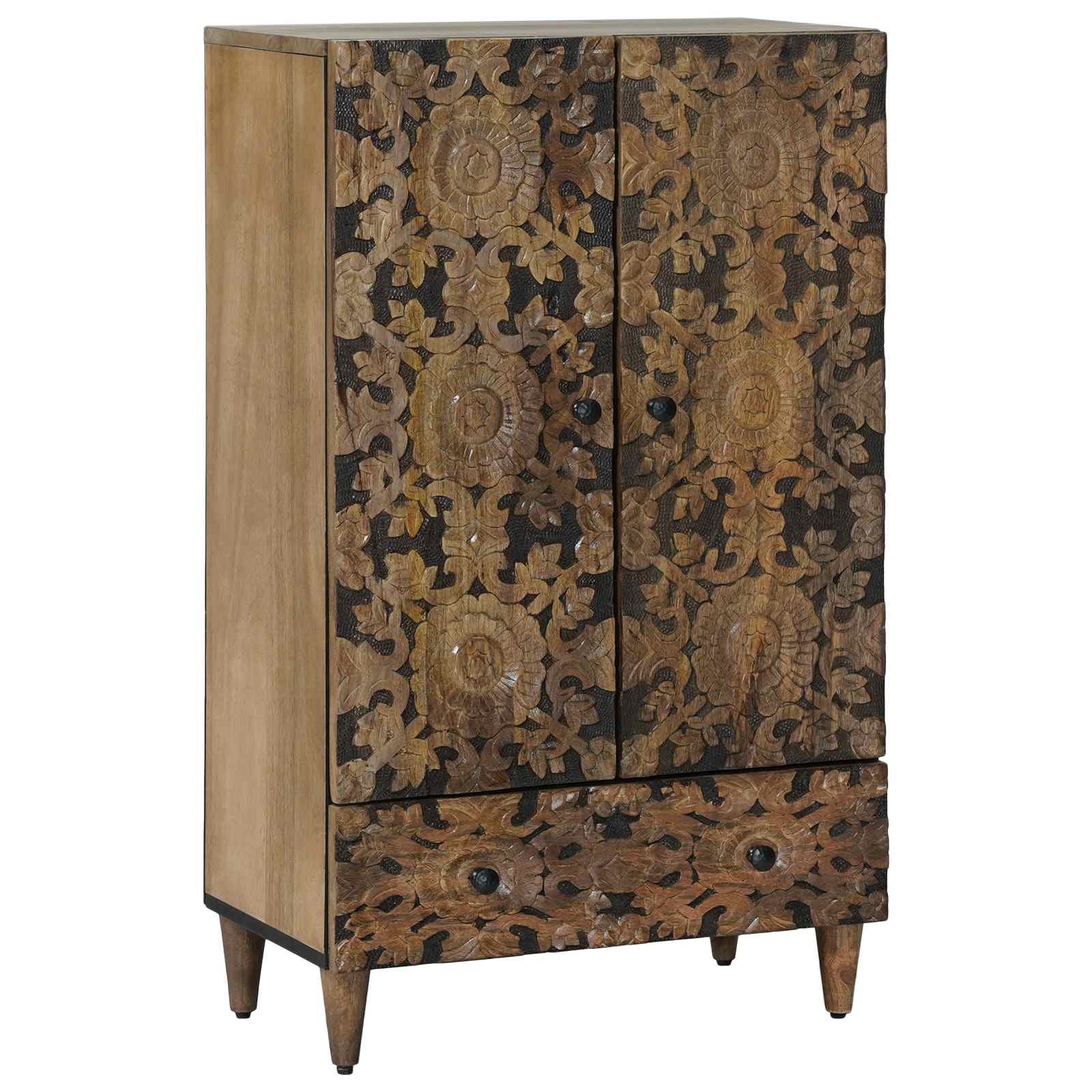 vidaXL Șifonier Înalt Maro 60 x 33,5 x 100 cm Lemn de mango solid