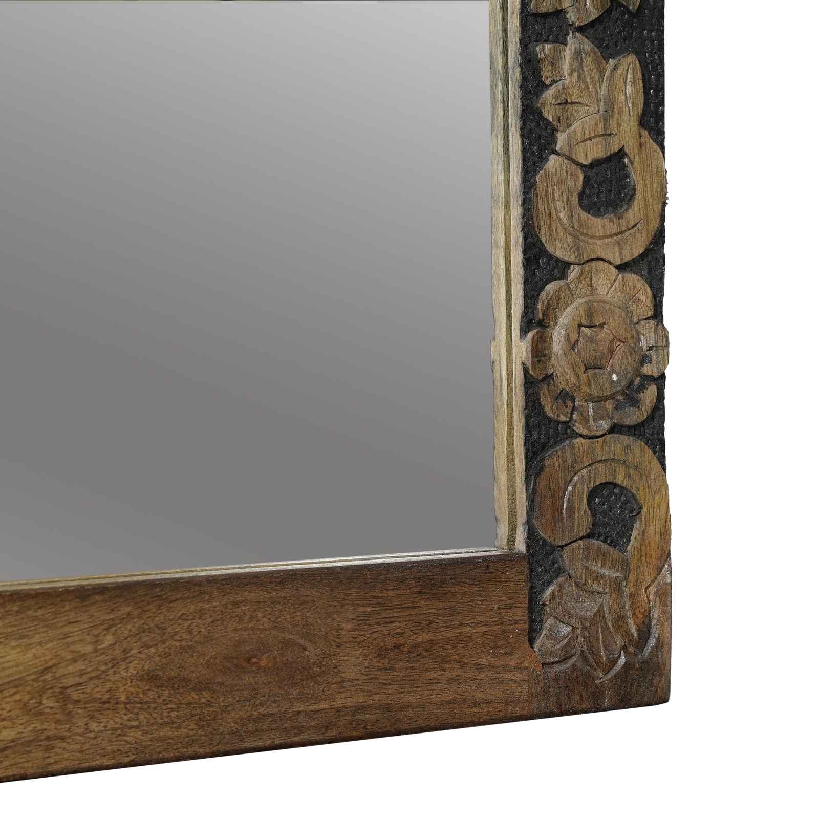 Wandspiegel walnootbruin 70 x 50 cm Bewerkt hout en glas image 5