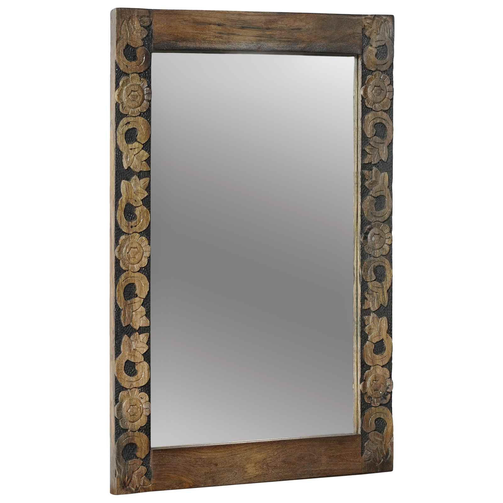 Wandspiegel walnootbruin 70 x 50 cm Bewerkt hout en glas image 1