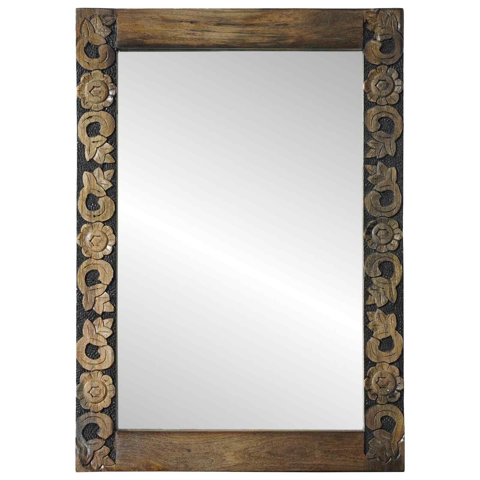 Wandspiegel walnootbruin 70 x 50 cm Bewerkt hout en glas image 2