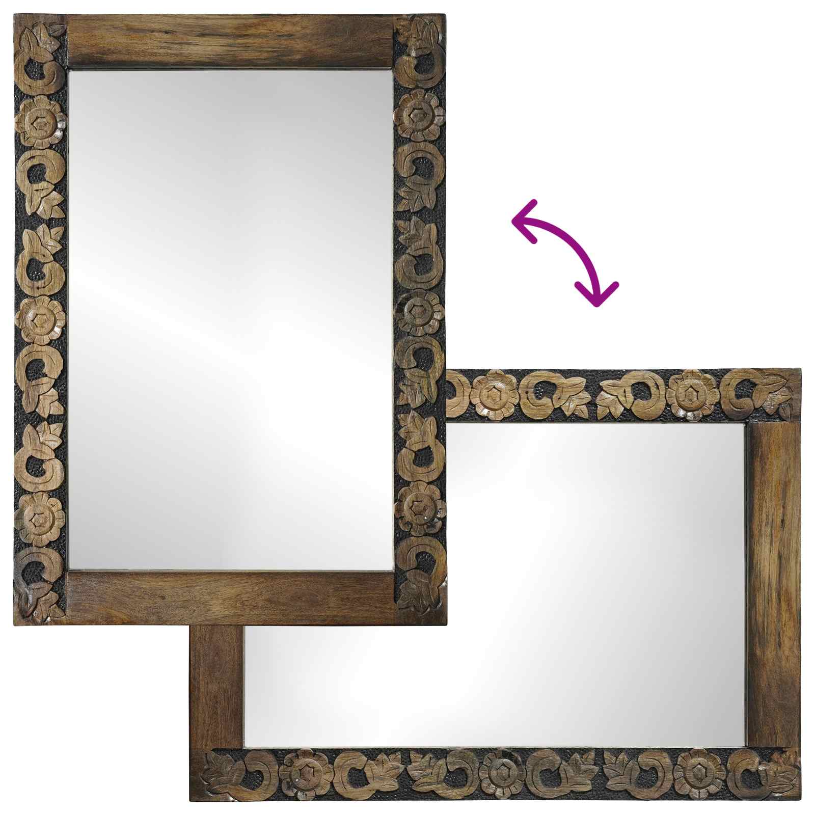 Wandspiegel walnootbruin 70 x 50 cm Bewerkt hout en glas image 8