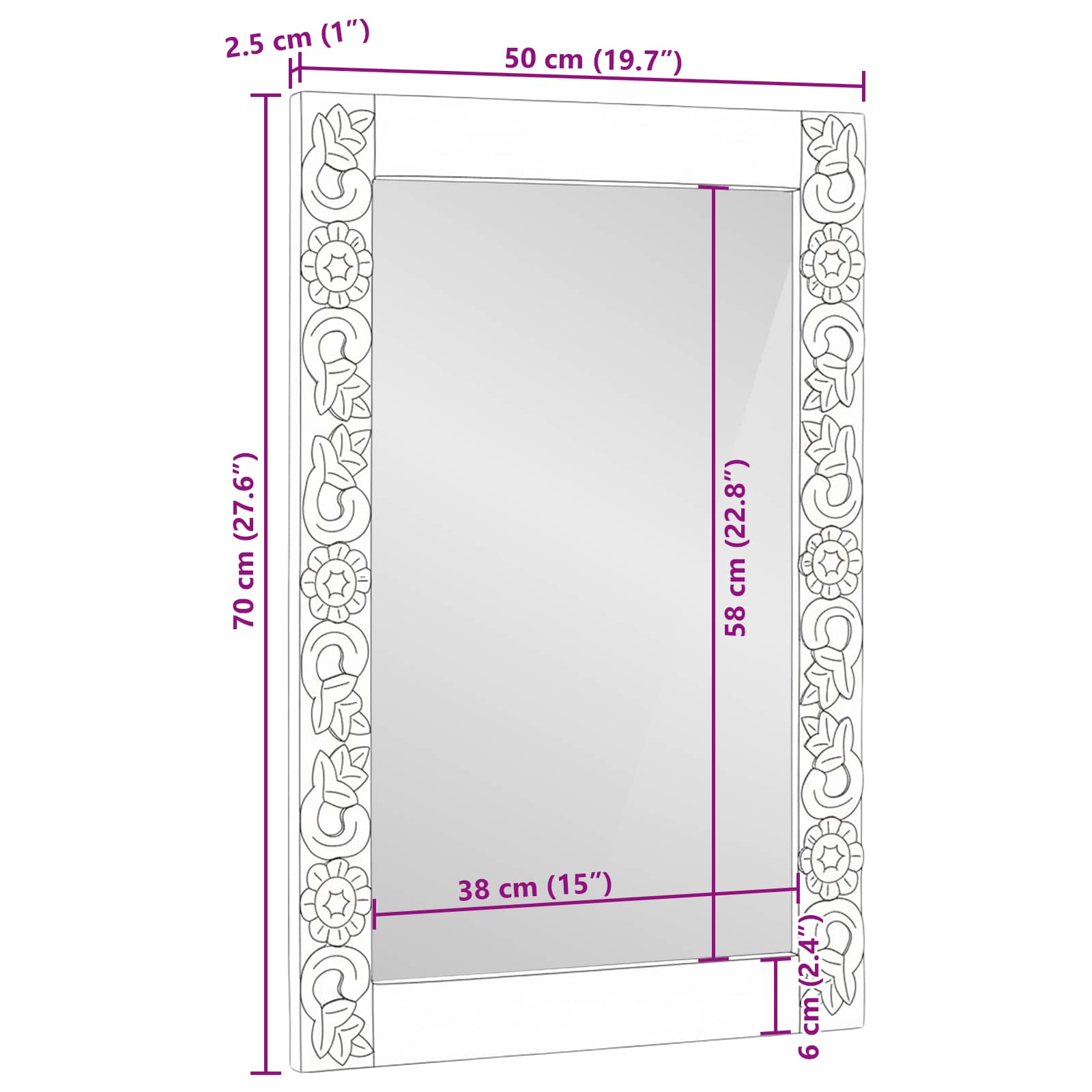 Wandspiegel walnootbruin 70 x 50 cm Bewerkt hout en glas image 10