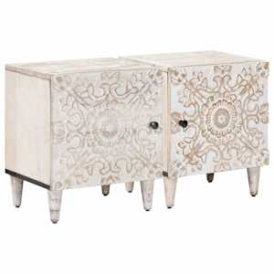 Nočna omarica 2 pcs Bela 40 x 33,5 x 46 cm Masiven les manga