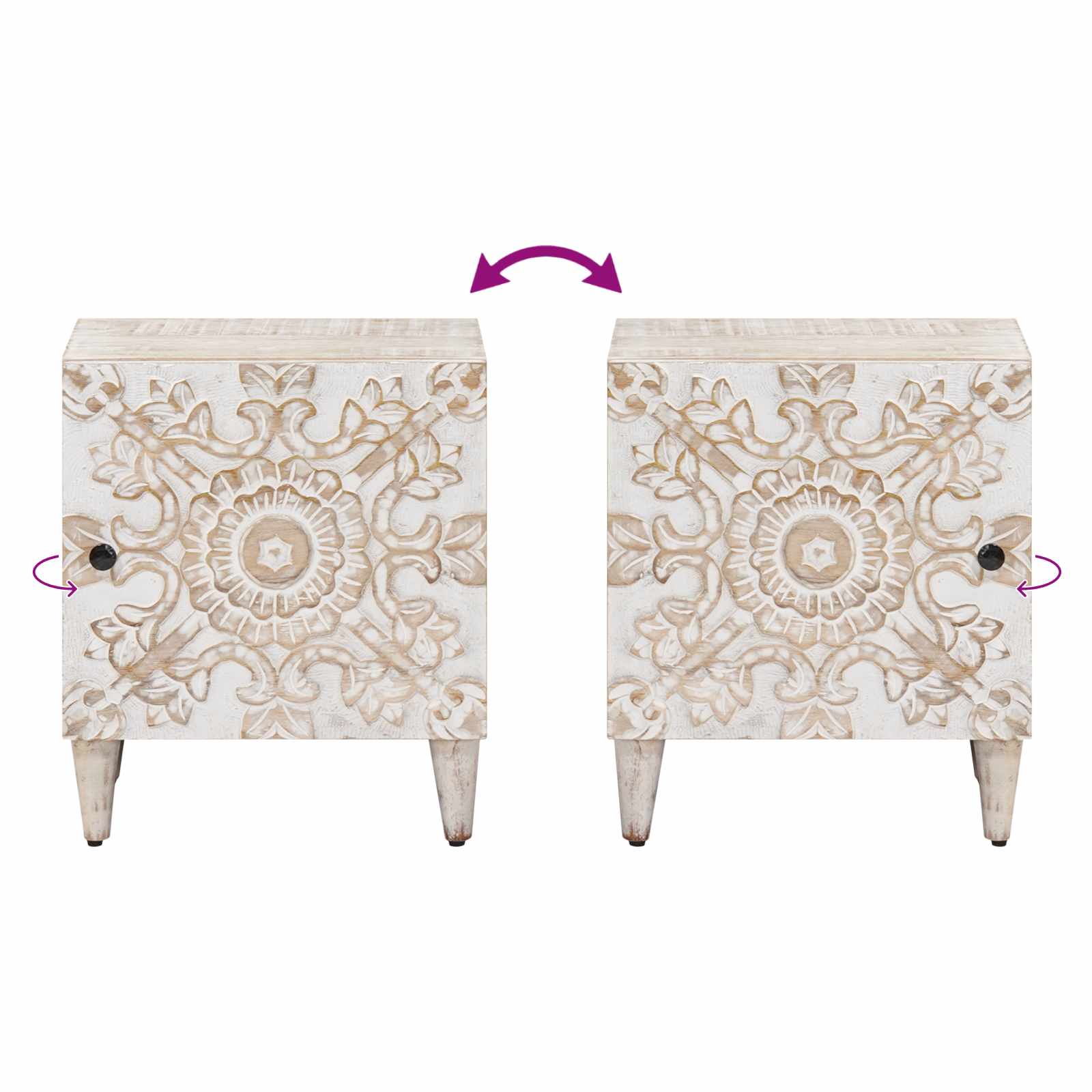 Nachtkastje 2 pcs Wit 40 x 33,5 x 46 cm Massief Mango Hout image 10