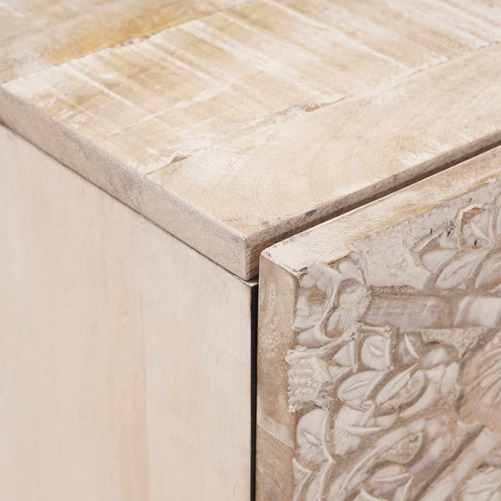 Nachtkastje met lade Wit 40 x 33,5 x 46 cm Massief Mango Hout image 6