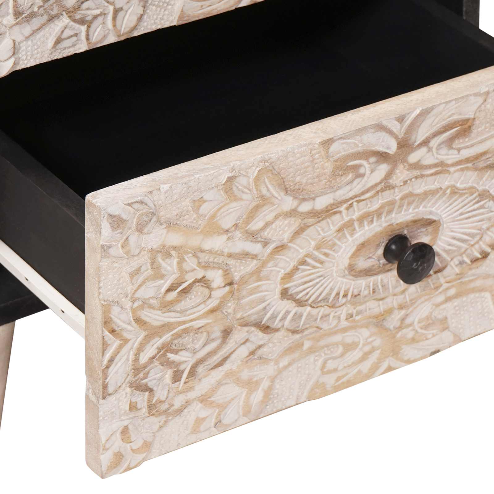 Nachtkastje met lade Wit 40 x 33,5 x 46 cm Massief Mango Hout image 7