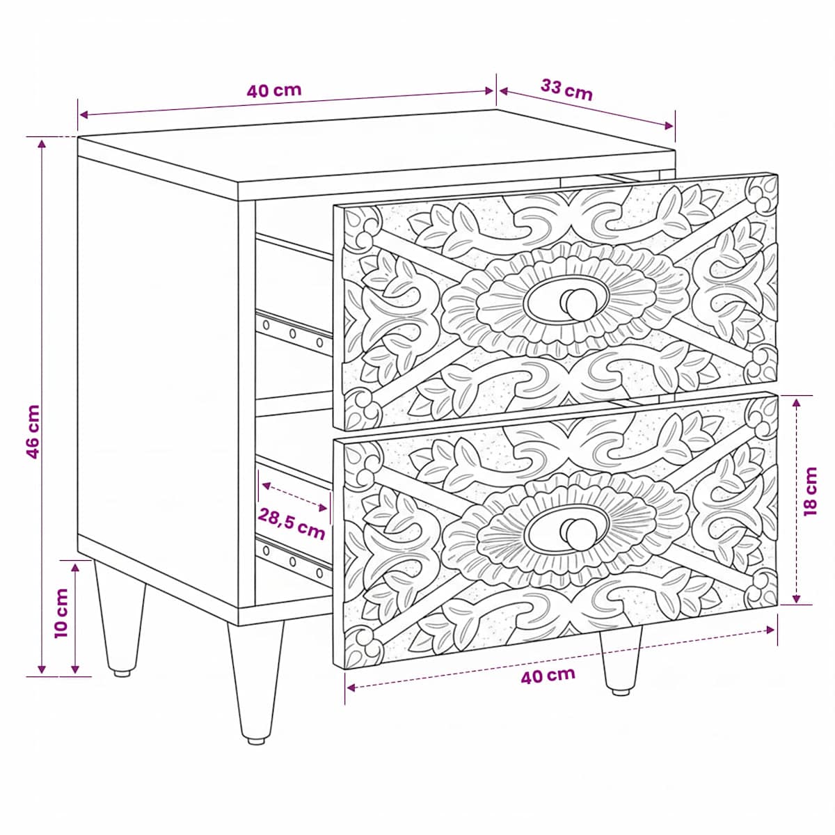 Natskab 40 x 33,5 x 46 cm Massivt mangotræ - Billede 11