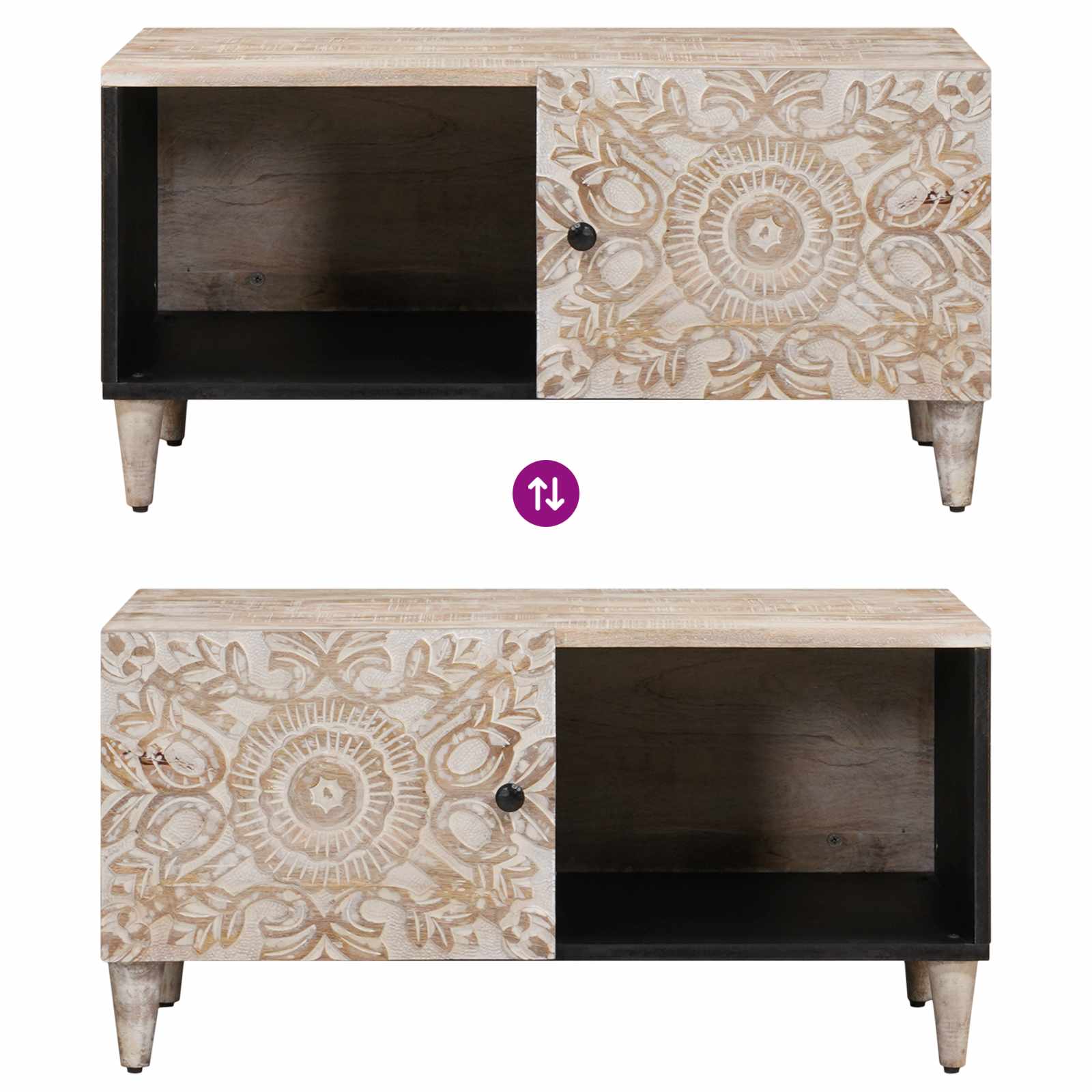 Klubska miza Bela 80 x 50 x 40 cm Masiven les manga - slika 10