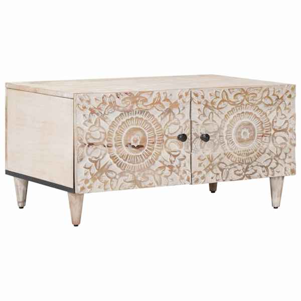 vidaXL Kohvilaud Valge 80 x 50 x 40 cm Tugev mango puu