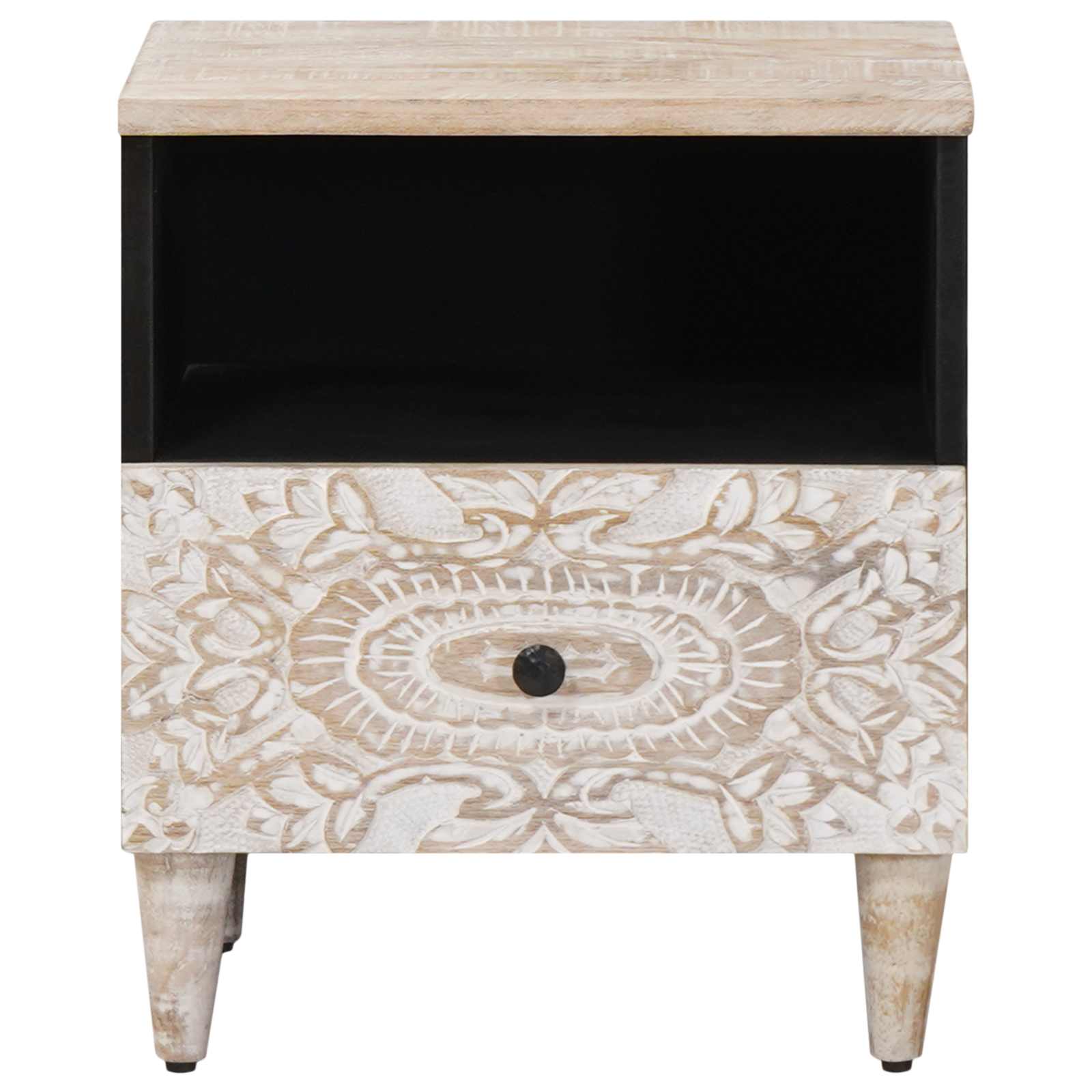 Bed kast met lade Wit 40 x 33 x 46 cm Massief Mango Hout image 3