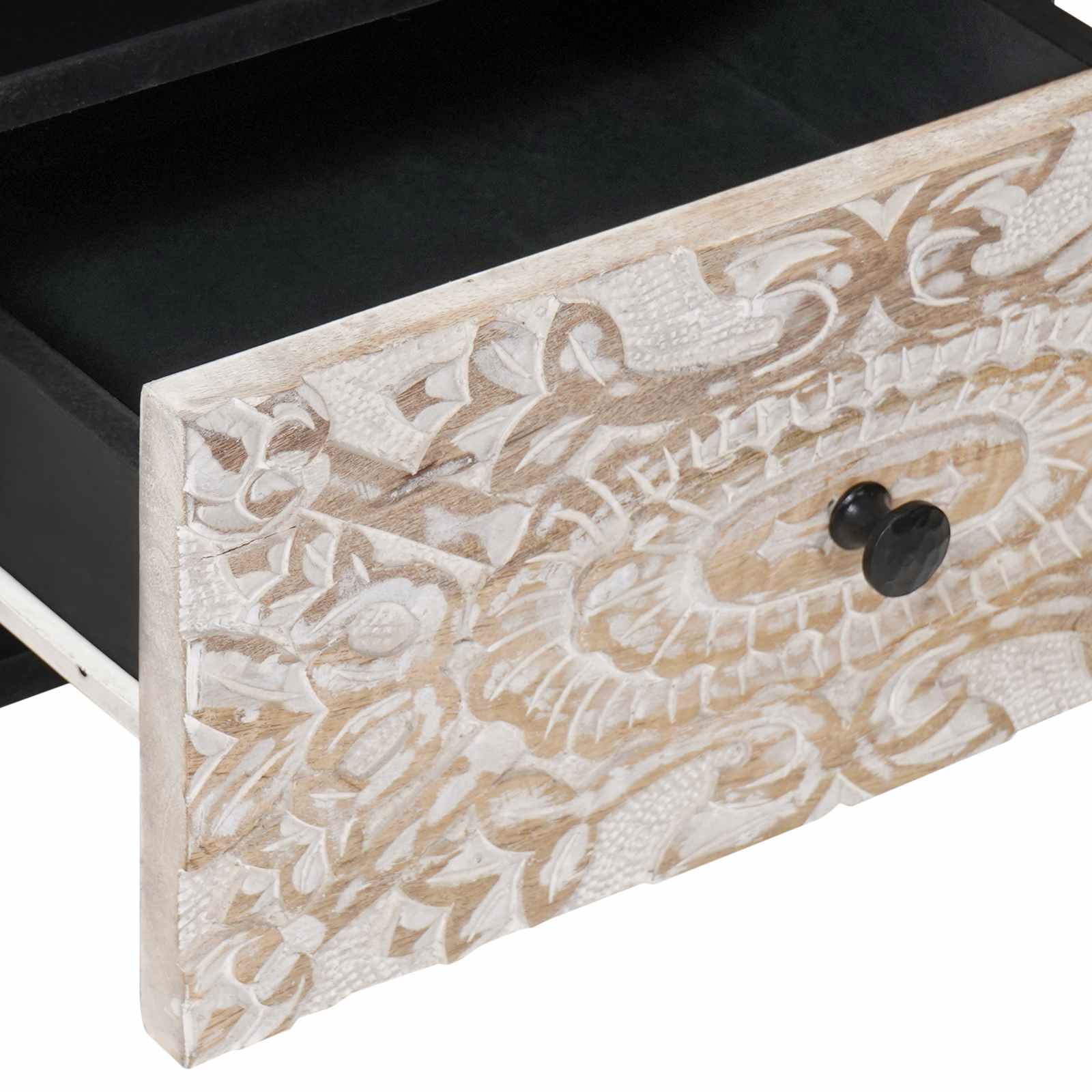 Bed kast met lade 2 pcs Wit 40 x 33 x 46 cm Massief Mango Hout image 7