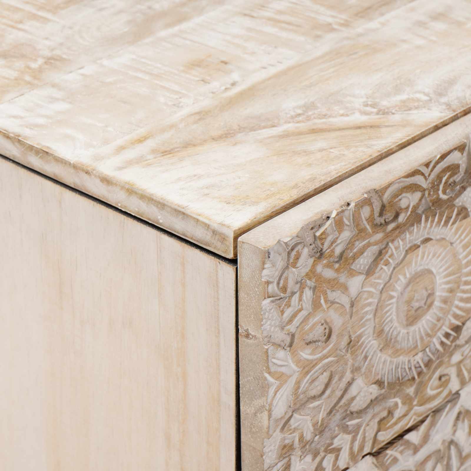 Bed kast met lade Wit 50 x 33 x 60 cm Massief Mango Hout image 6