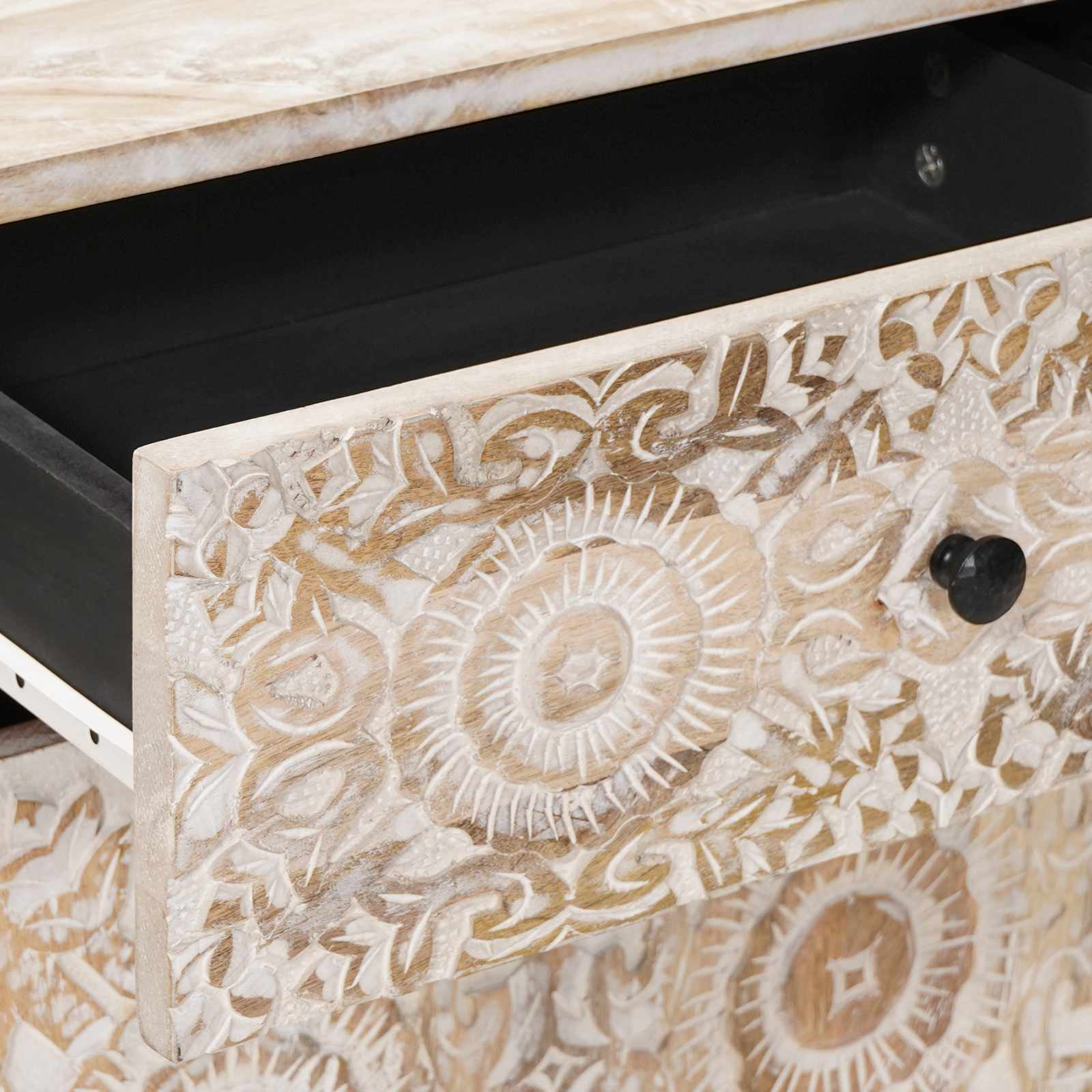 Bed kast met lade Wit 50 x 33 x 60 cm Massief Mango Hout image 7