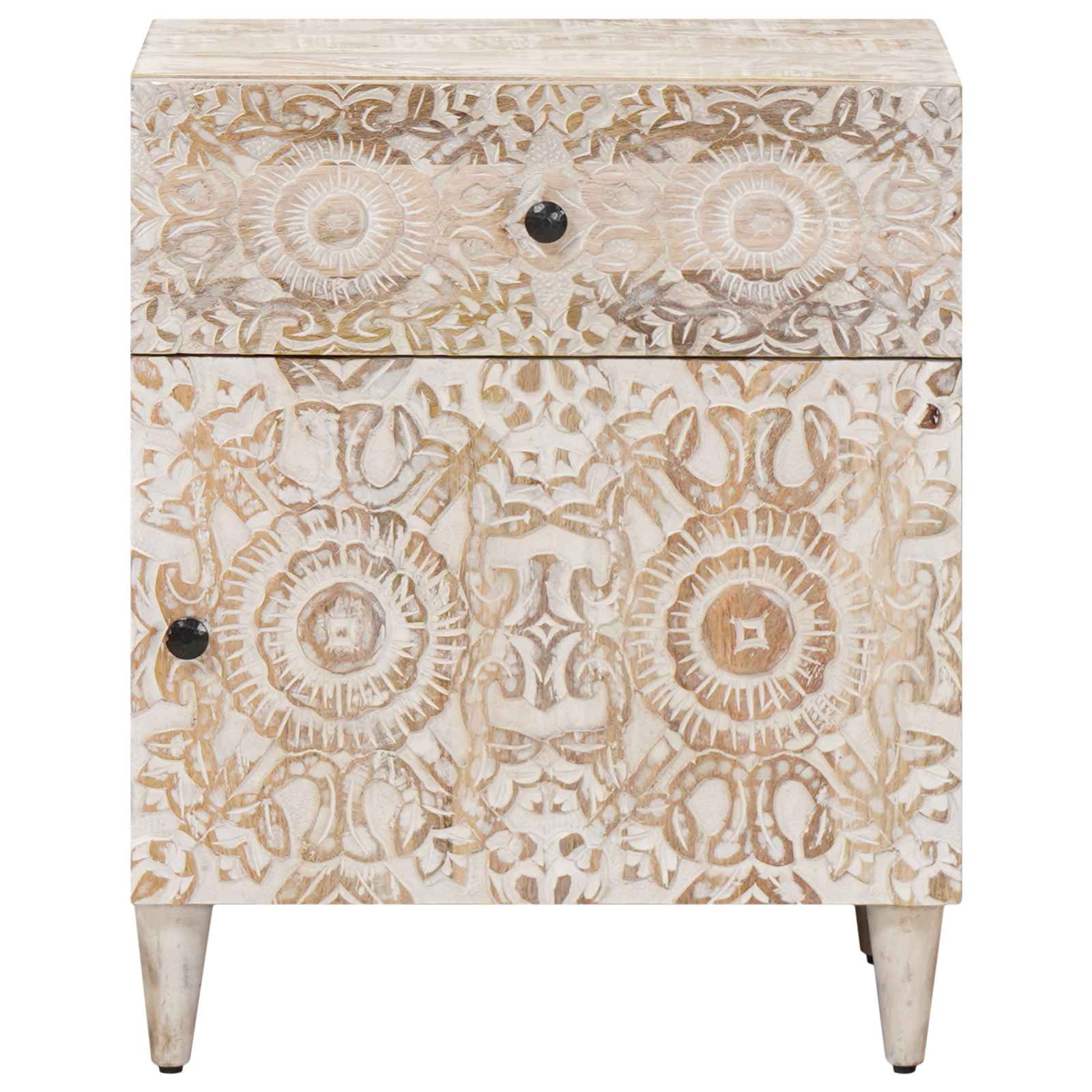 Bed kast met lade Wit 50 x 33 x 60 cm Massief Mango Hout image 3