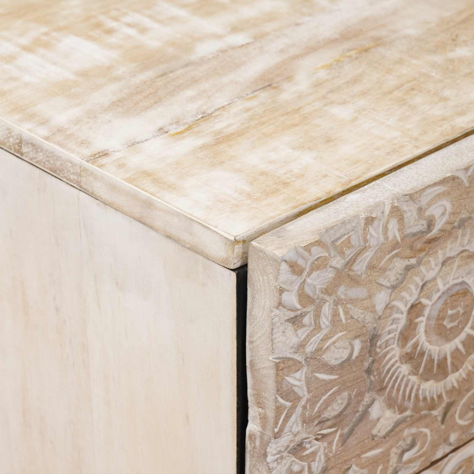 Bed kast met lade Wit 50 x 33 x 60 cm Massief Mango Hout image 6