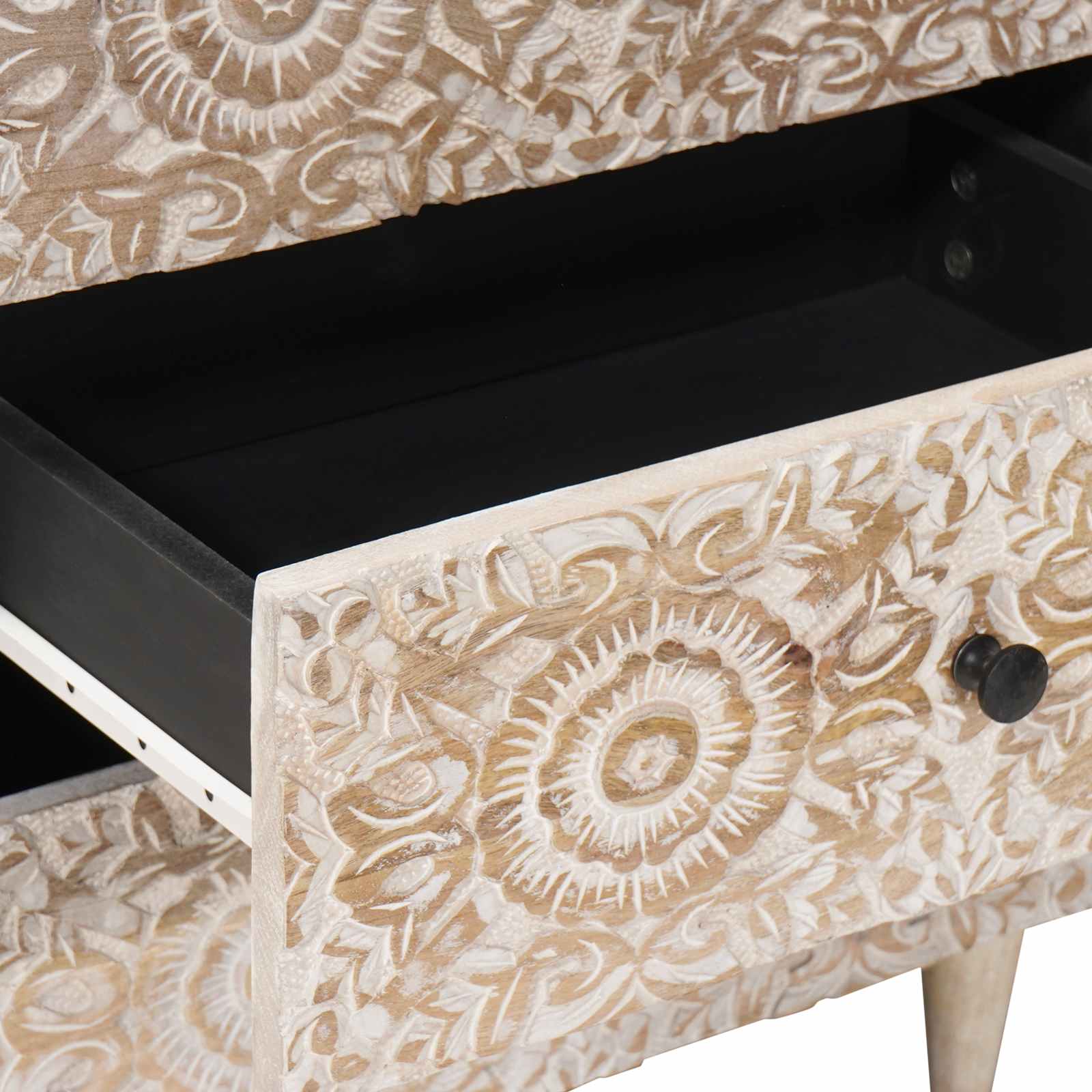 Bed kast met lade Wit 50 x 33 x 60 cm Massief Mango Hout image 7