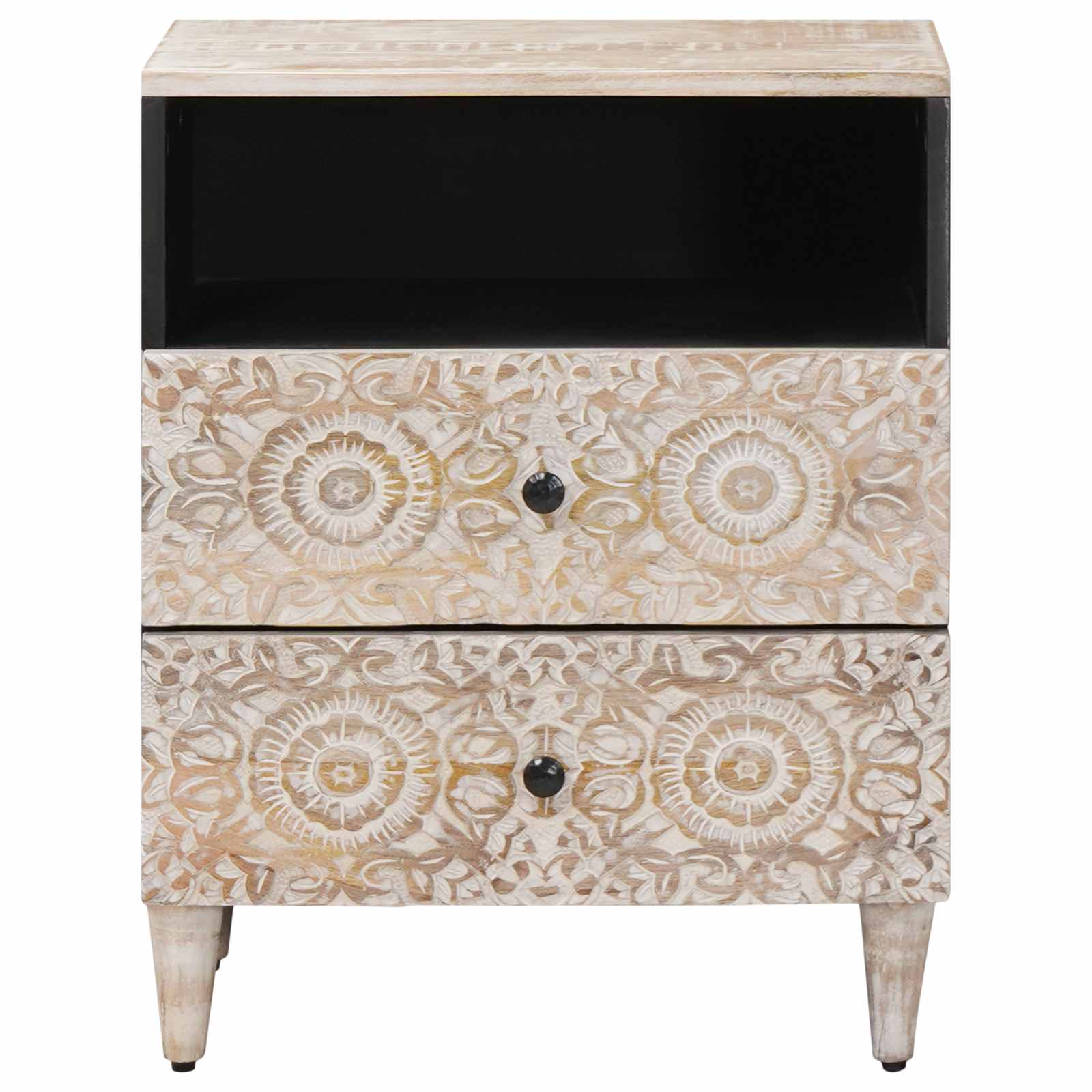 Bed kast met lade Wit 50 x 33 x 60 cm Massief Mango Hout image 3