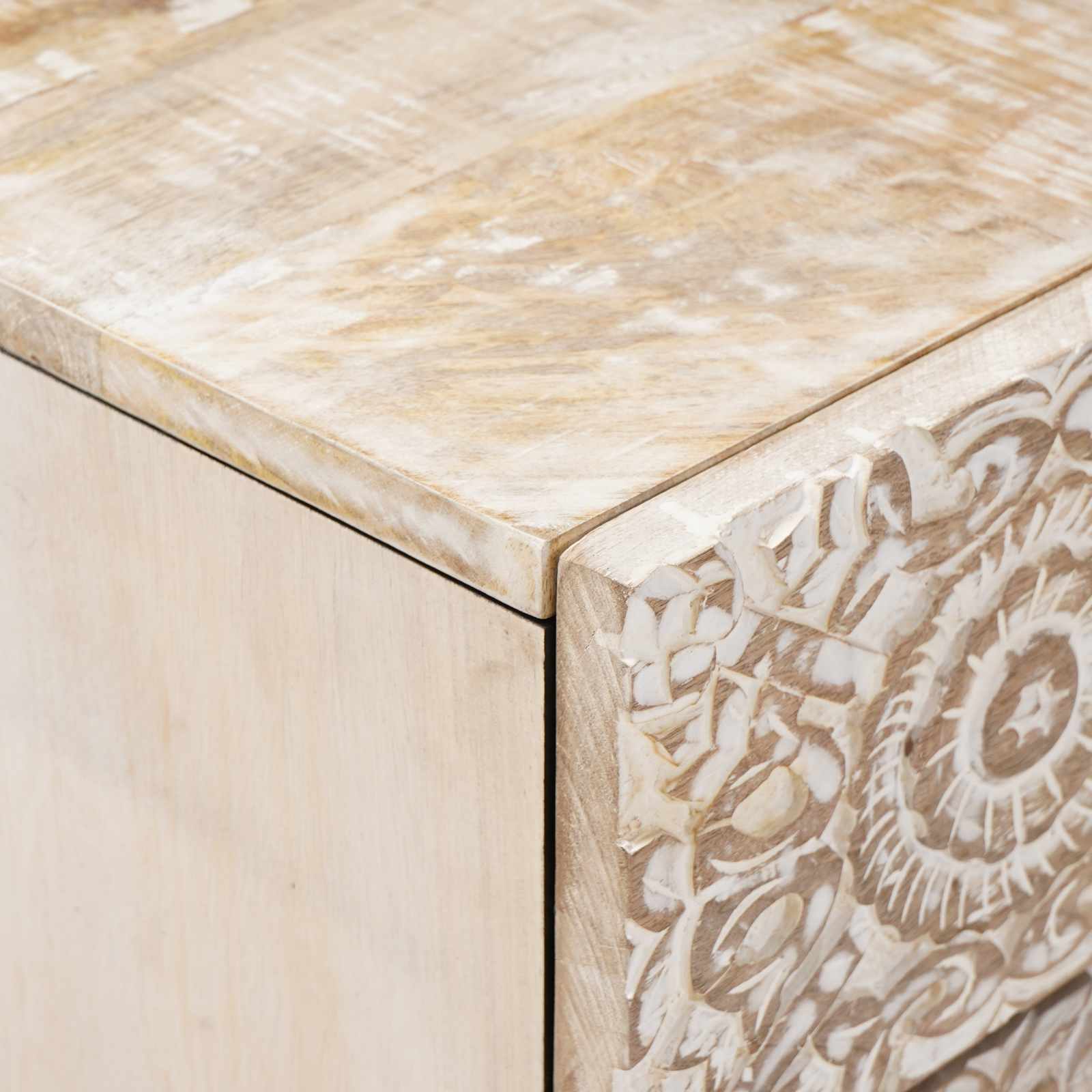 Bed kast met lade Wit 50 x 33 x 60 cm Massief Mango Hout image 6