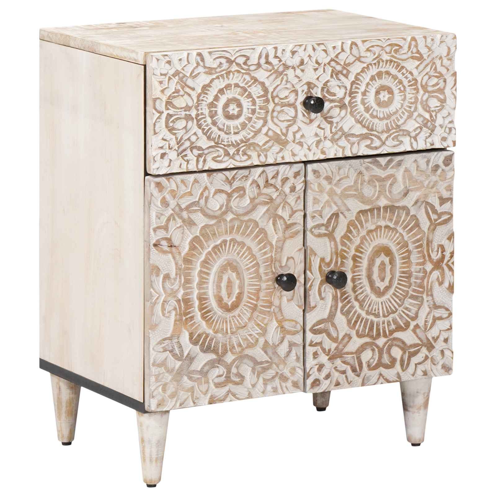 Bed kast met lade Wit 50 x 33 x 60 cm Massief Mango Hout image 1