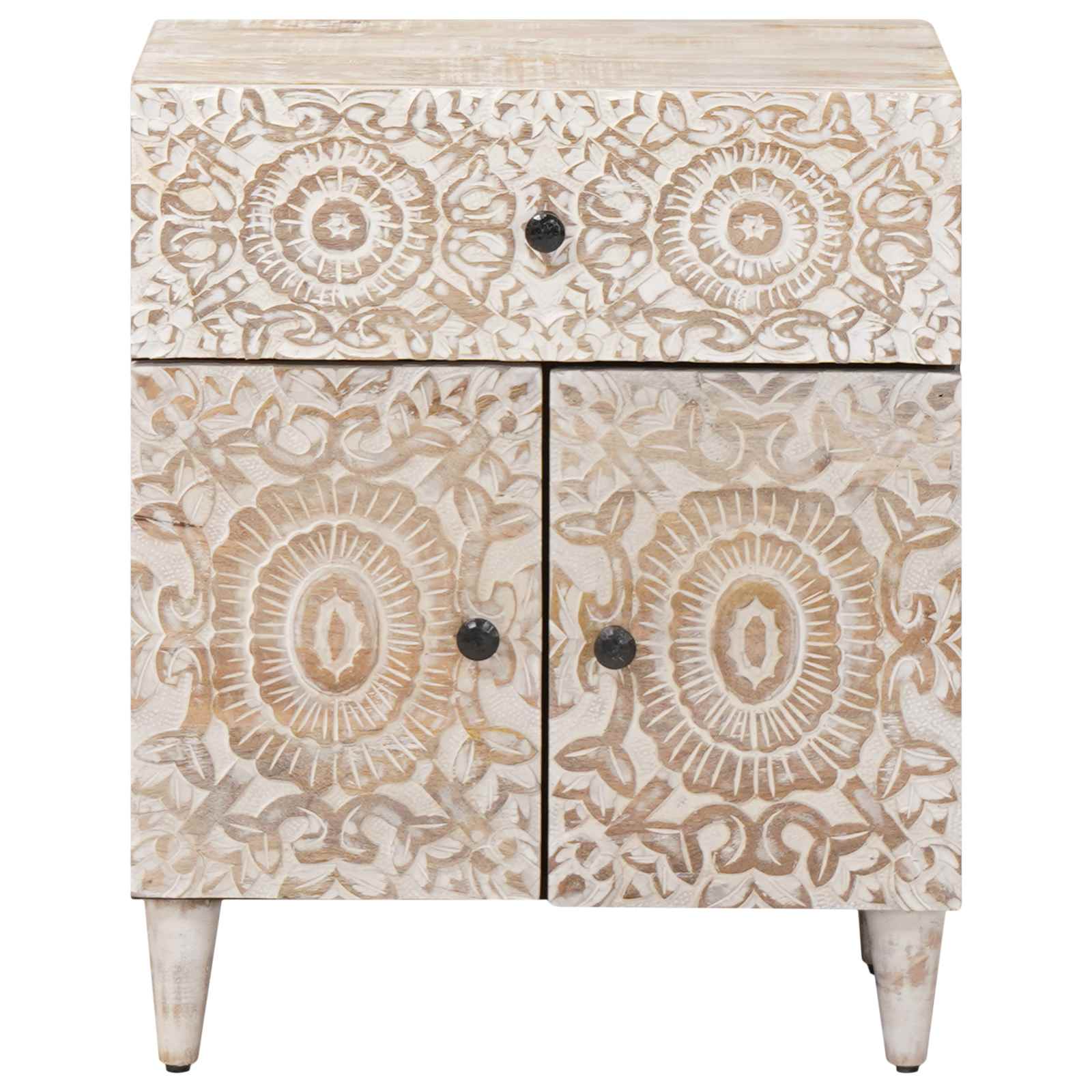 Bed kast met lade Wit 50 x 33 x 60 cm Massief Mango Hout image 3