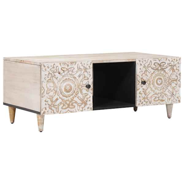 vidaXL Kohvilaud Valge 100 x 54 x 40 cm Tugev mango puu