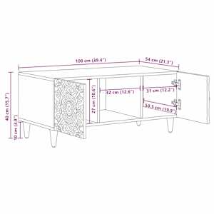 Konferenční stolek Bílá 100 x 54 x 40 cm Masivní mangové dřevo - obrázek 11