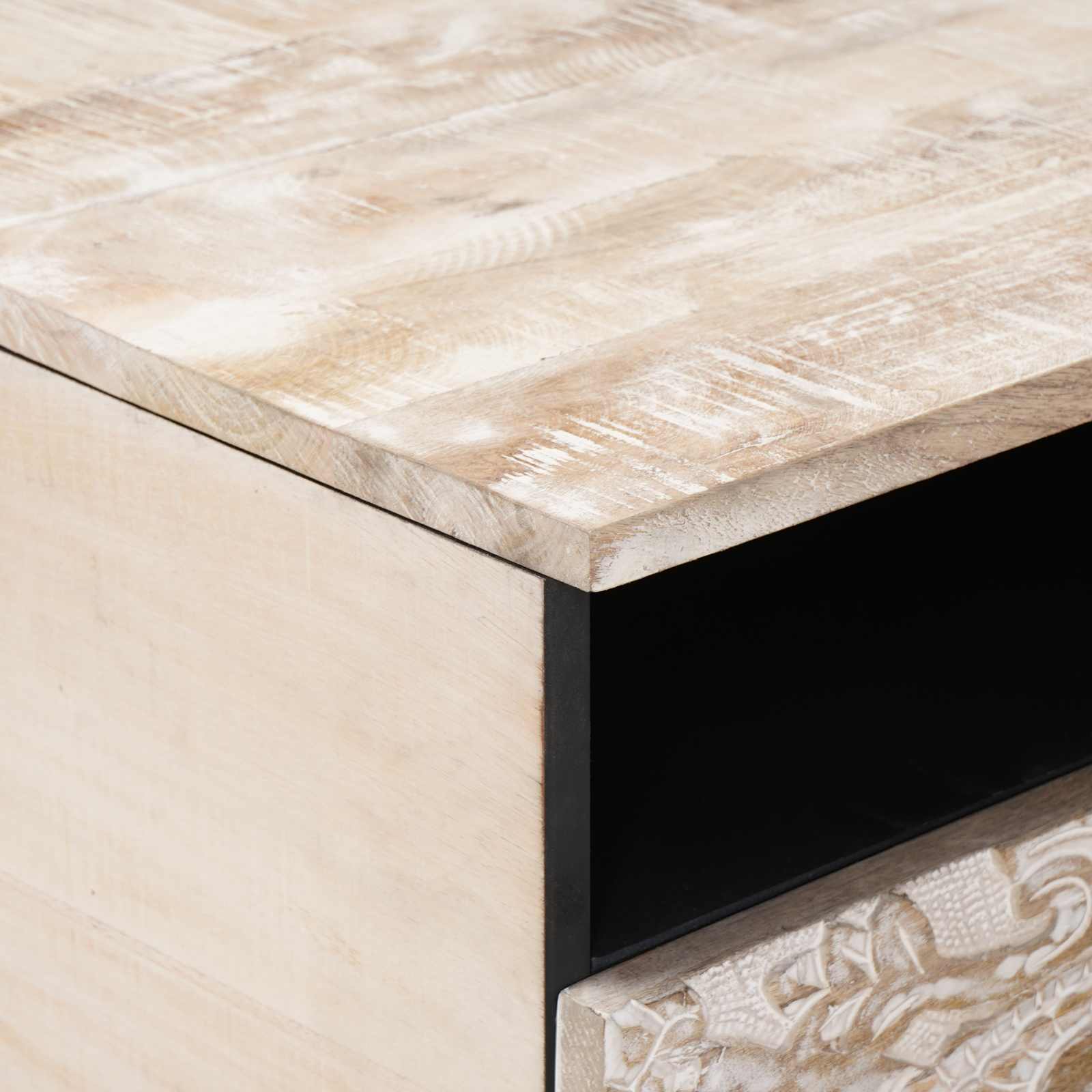 Salontafel met lade Wit 80 x 54 x 40 cm Massief Mango Hout image 6