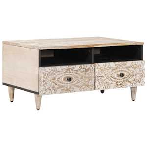 vidaXL Kohvilaud Valge 80 x 54 x 40 cm Tugev mango puu