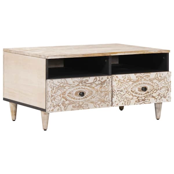 vidaXL Kohvilaud Valge 80 x 54 x 40 cm Tugev mango puu