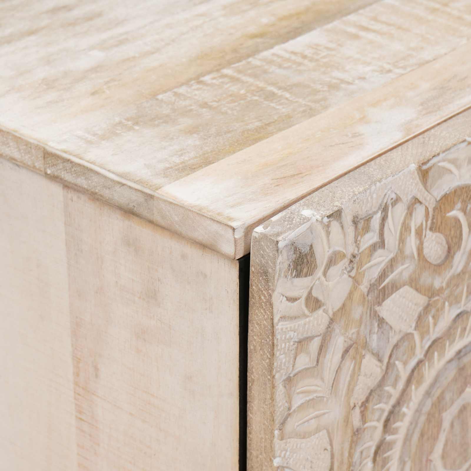 TV-kast met lade Wit 105 x 33,5 x 46 cm Massief Mango Hout image 6