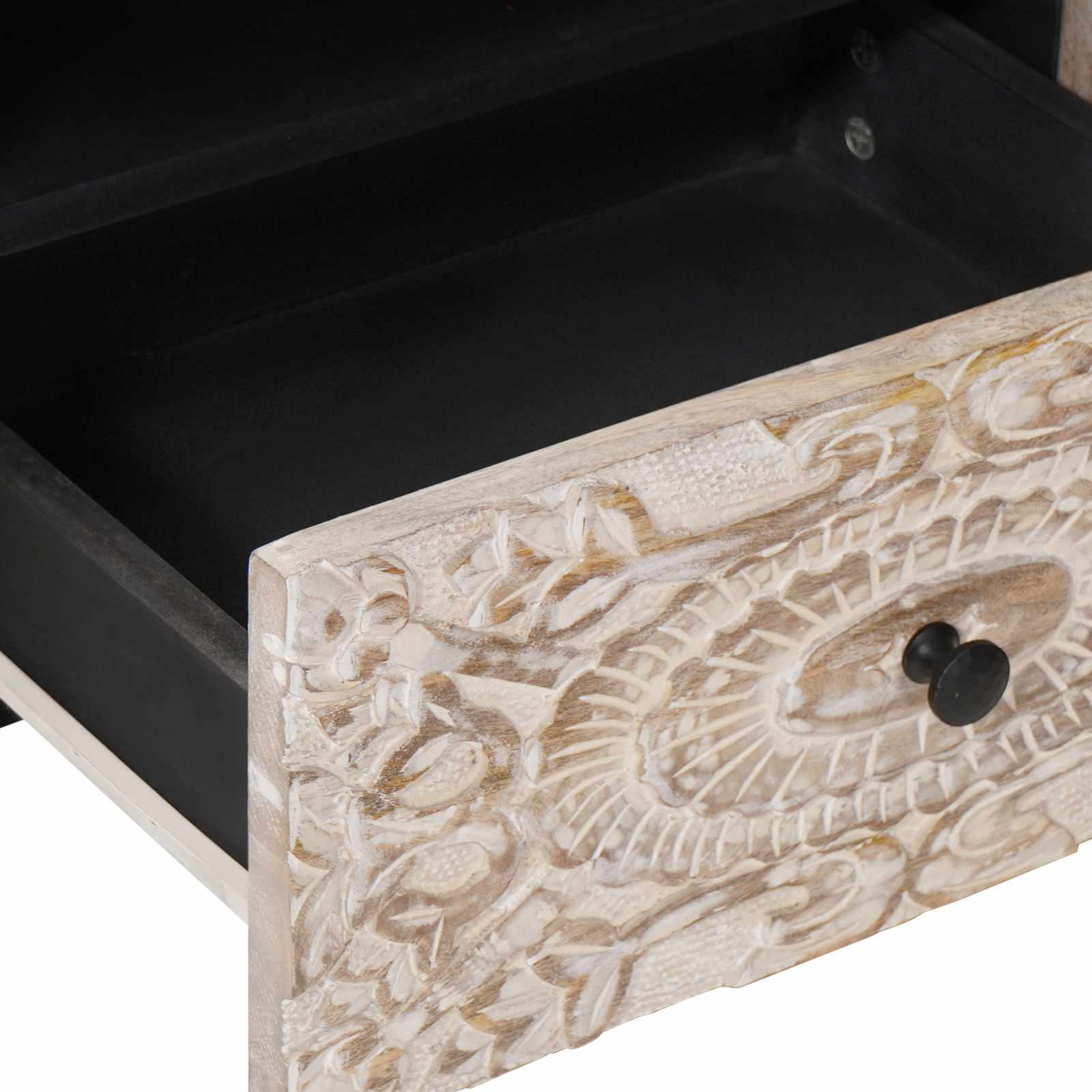 TV-kast met lade Wit 105 x 33,5 x 46 cm Massief Mango Hout image 7