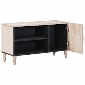 Televizní skříň Bílá 80 x 31,5 x 46 cm Masivní mangové dřevo - obrázek 2