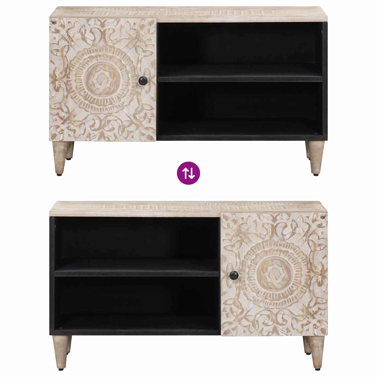 TV-skab med hylde 80 x 31,5 x 46 cm Massivt mangotræ - Billede 10