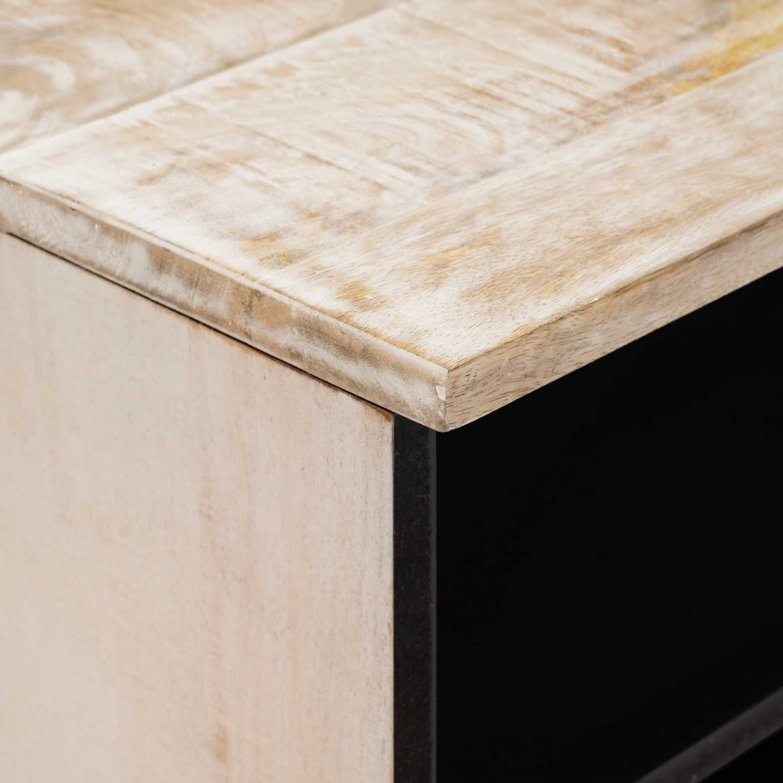 TV-kast met lade Wit 100 x 33,5 x 46 cm Massief Mango Hout image 6