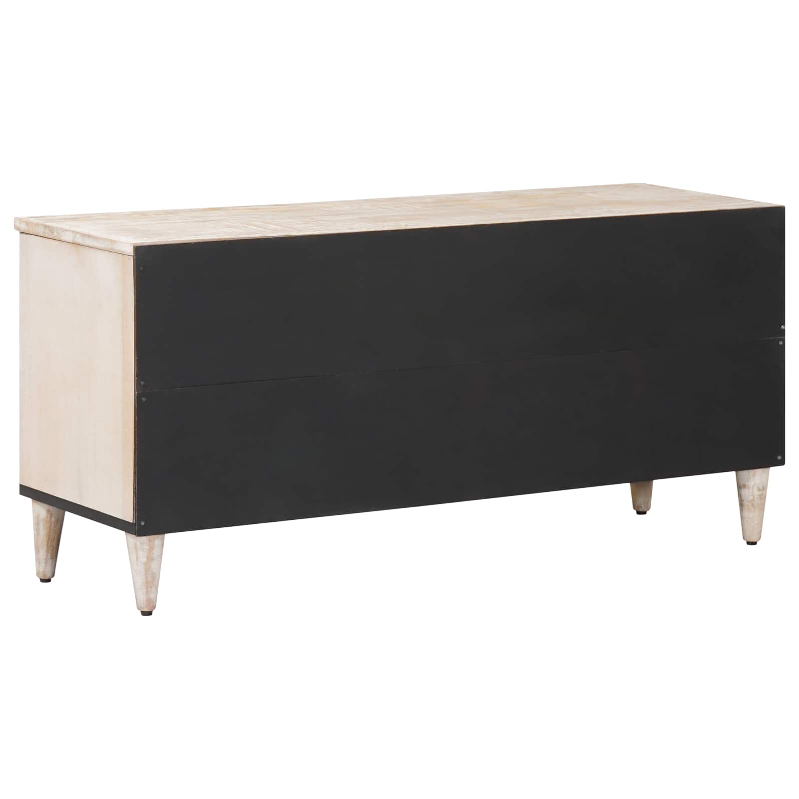 TV-kast met lade Wit 100 x 33,5 x 46 cm Massief Mango Hout image 5