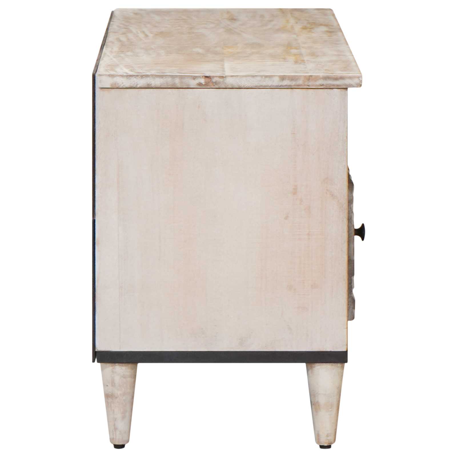 TV-kast met lade Wit 100 x 33,5 x 46 cm Massief Mango Hout image 4