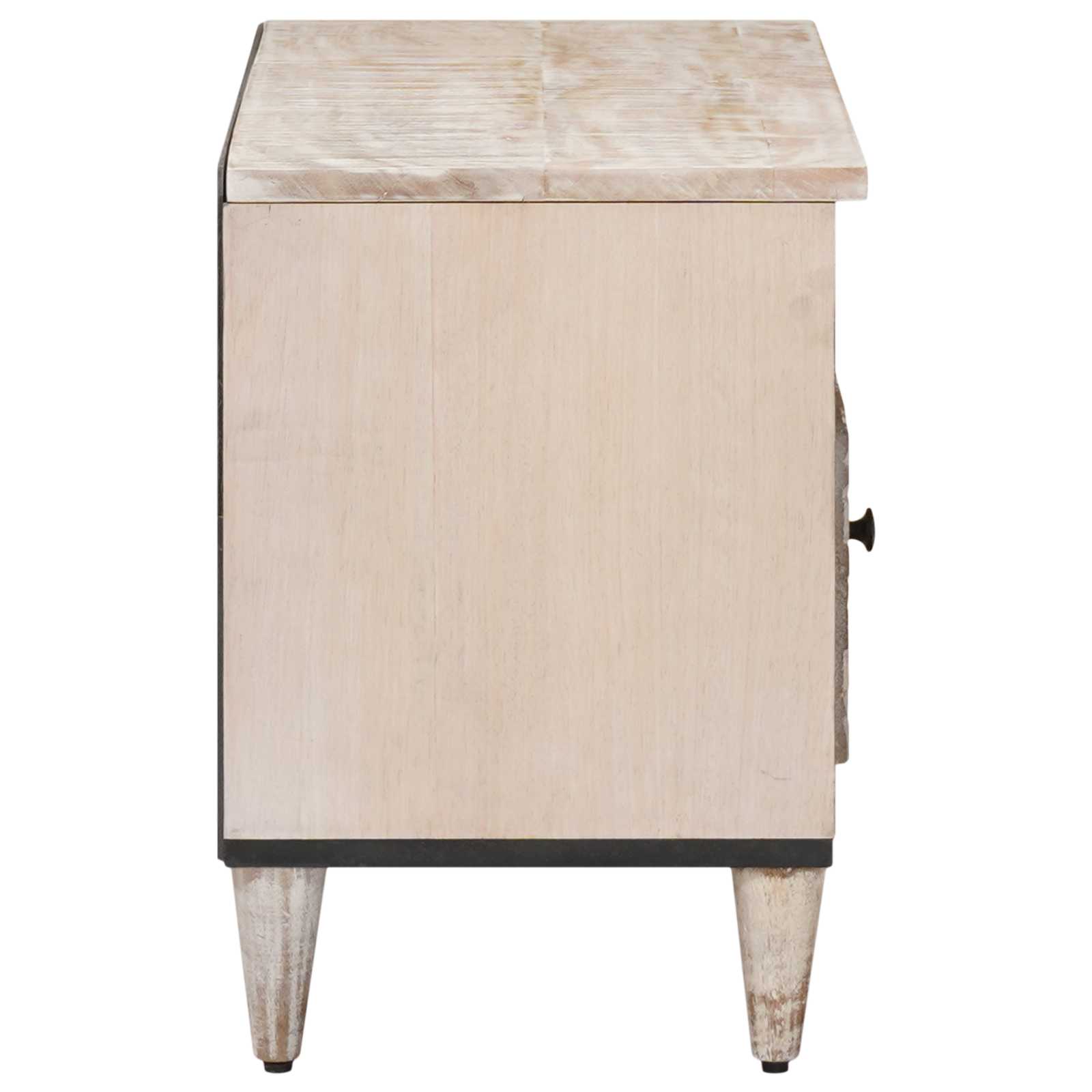 TV-kast met lade Wit 80 x 33,5 x 46 cm Massief Mango Hout image 4