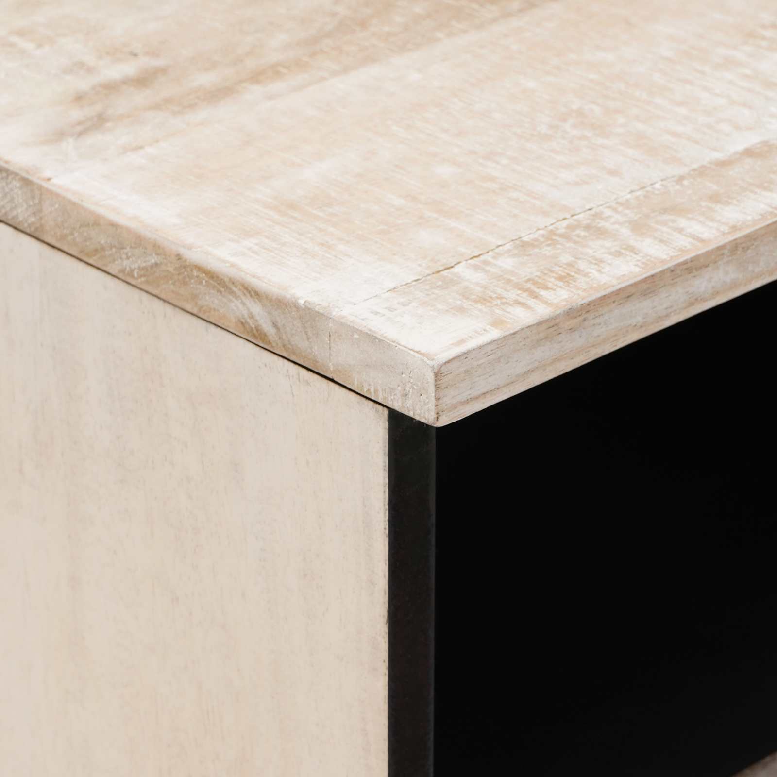 TV-kast met lade Wit 100 x 33,5 x 46 cm Massief Mango Hout image 6