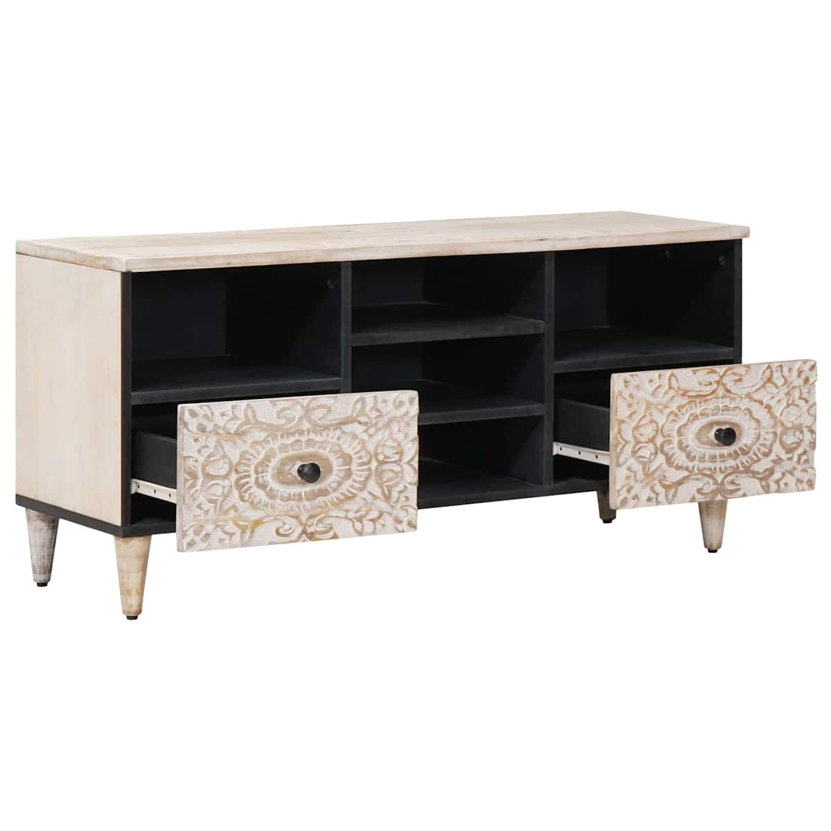 TV-skab med skuffe 100 x 33,5 x 46 cm Massivt mangotræ - Billede 2